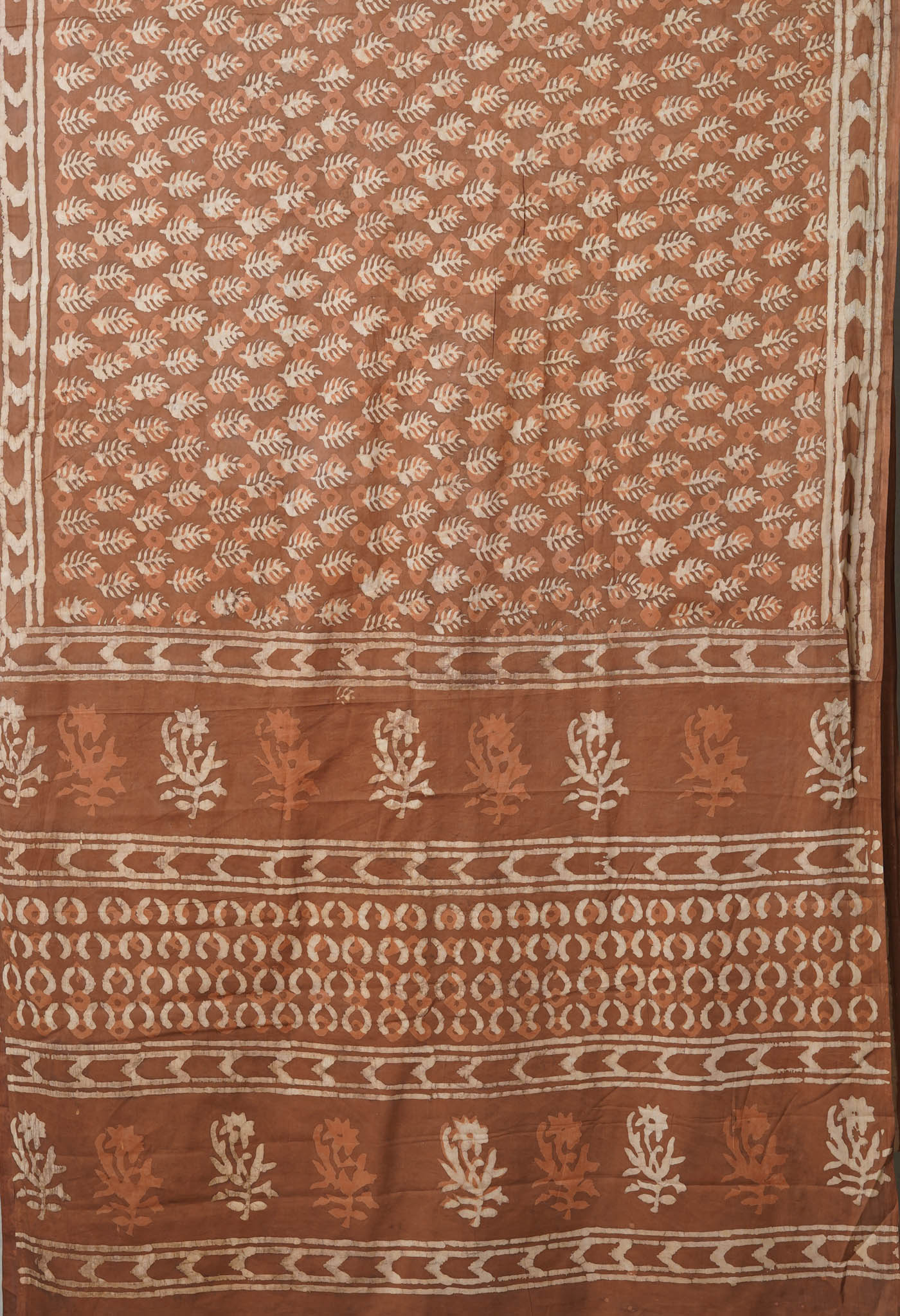 Brown Pure  Dabu Printed Chanderi Cotton Saree