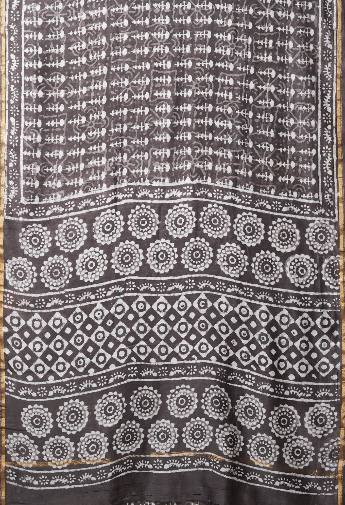 Grey Pure  Dabu Printed Chanderi Sico Saree-UNM77788