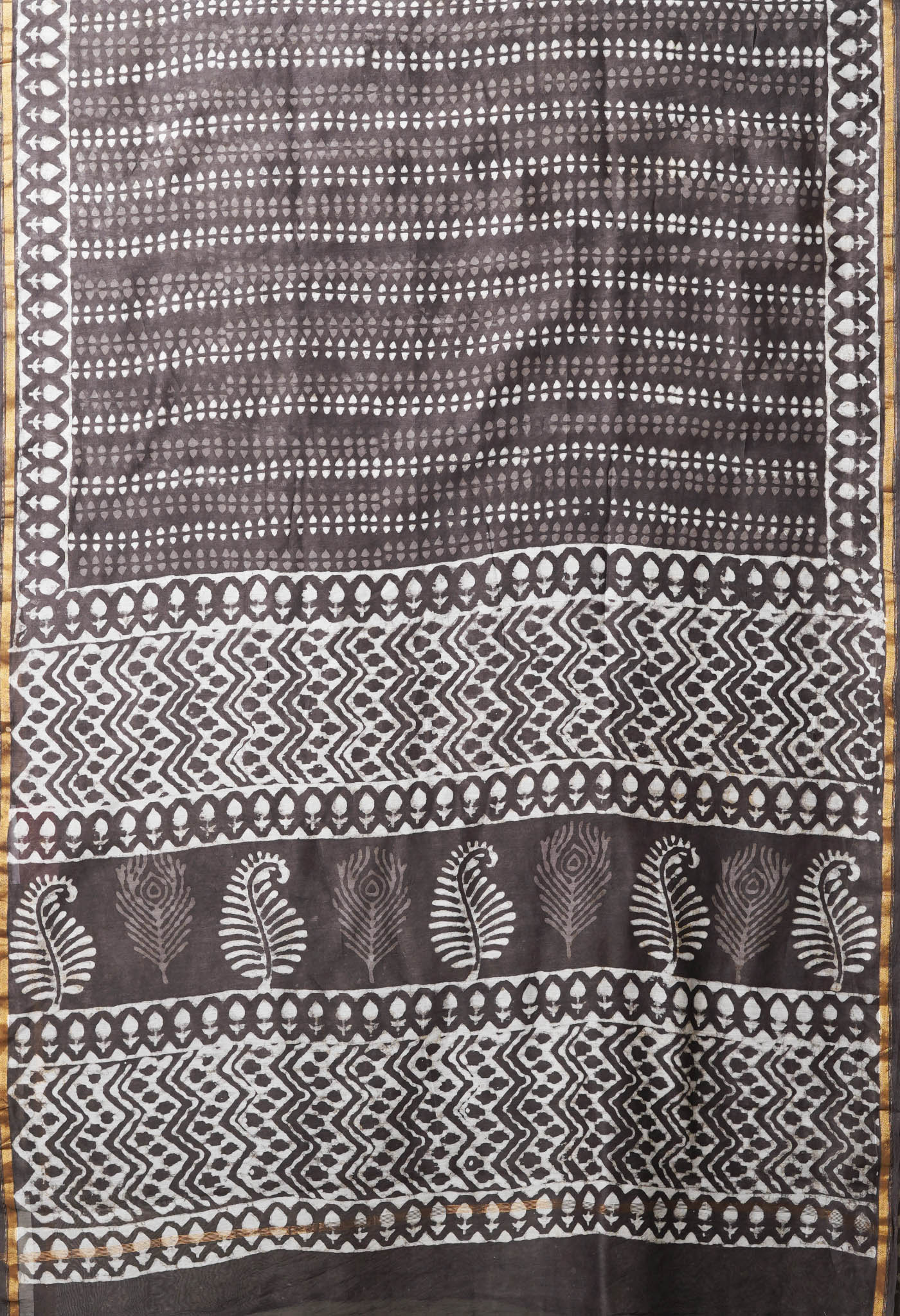 Grey Pure  Dabu Printed Chanderi Sico Saree