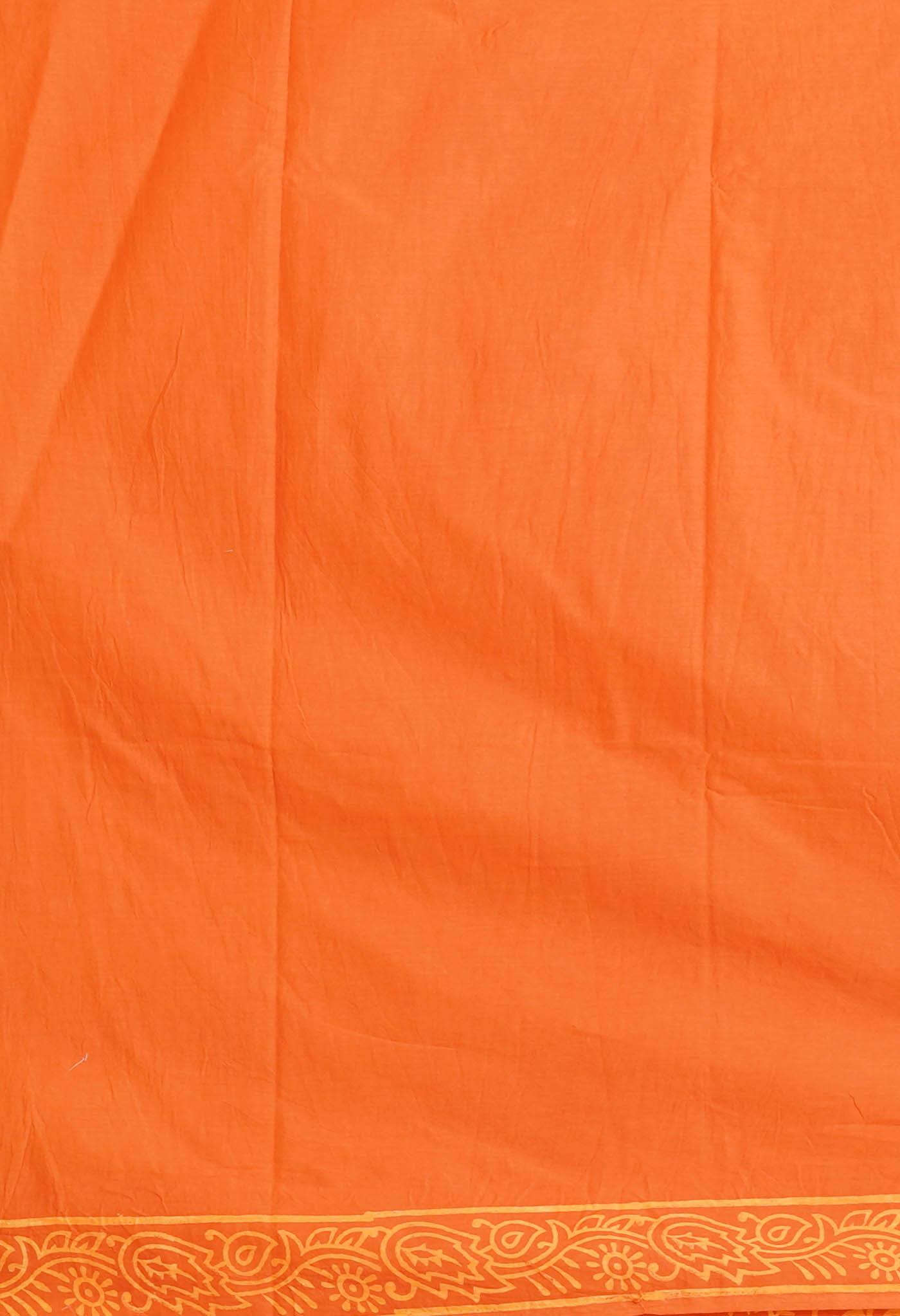 Orange Pure Hand Block Printed Soft Cotton Saree-UNM78214
