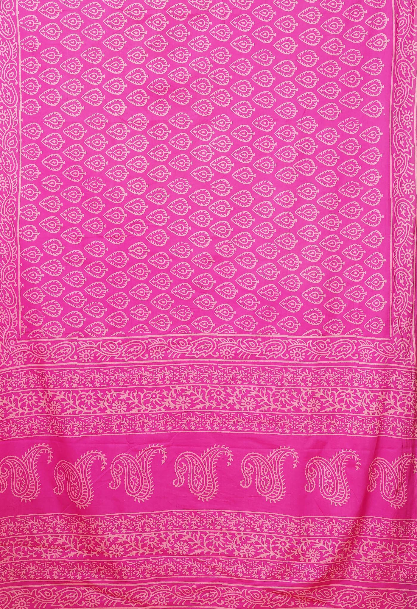 Pink Pure Hand Block Printed Soft Cotton Saree-UNM78233