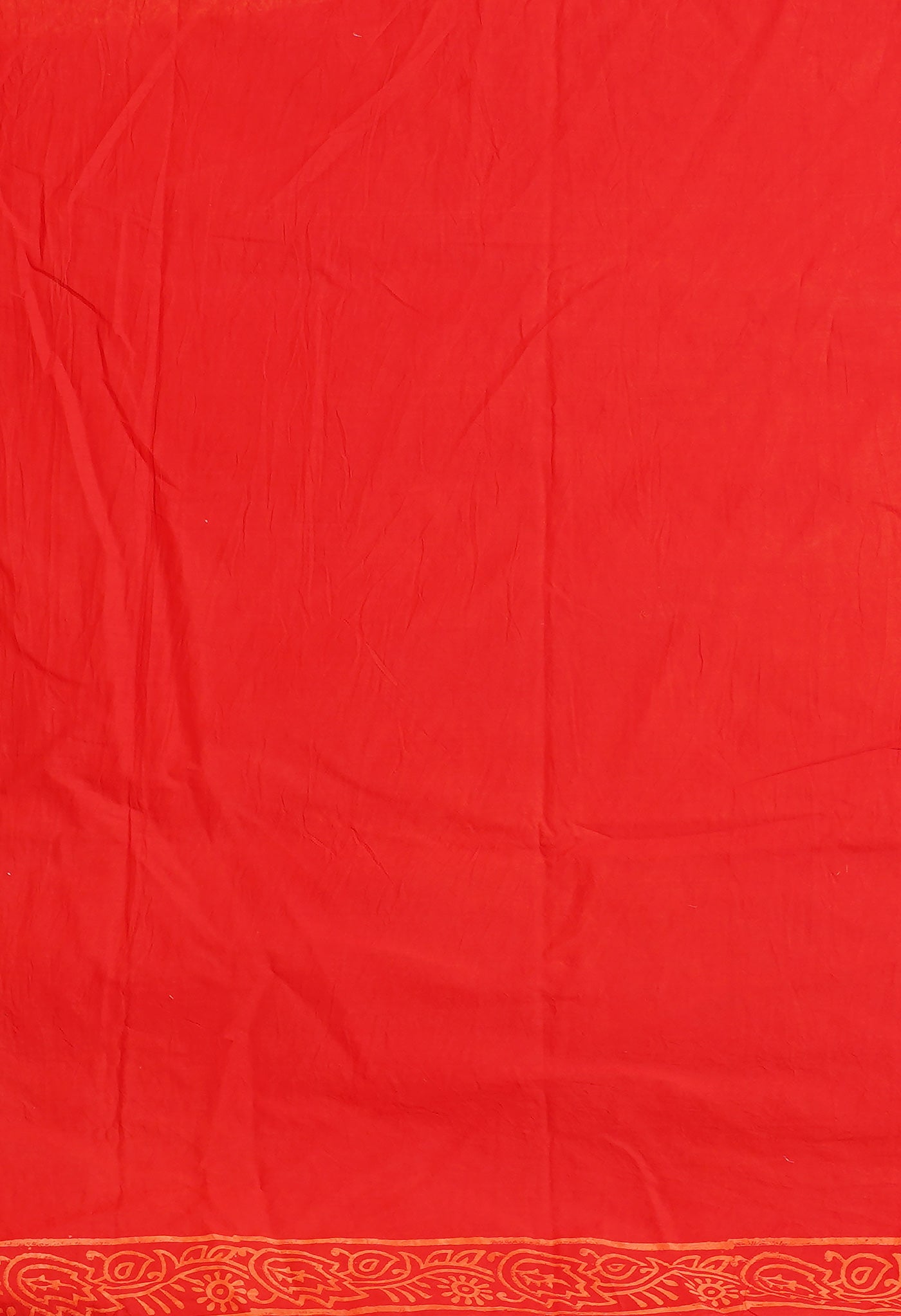 Red Pure Hand Block Printed Soft Cotton Saree-UNM78236