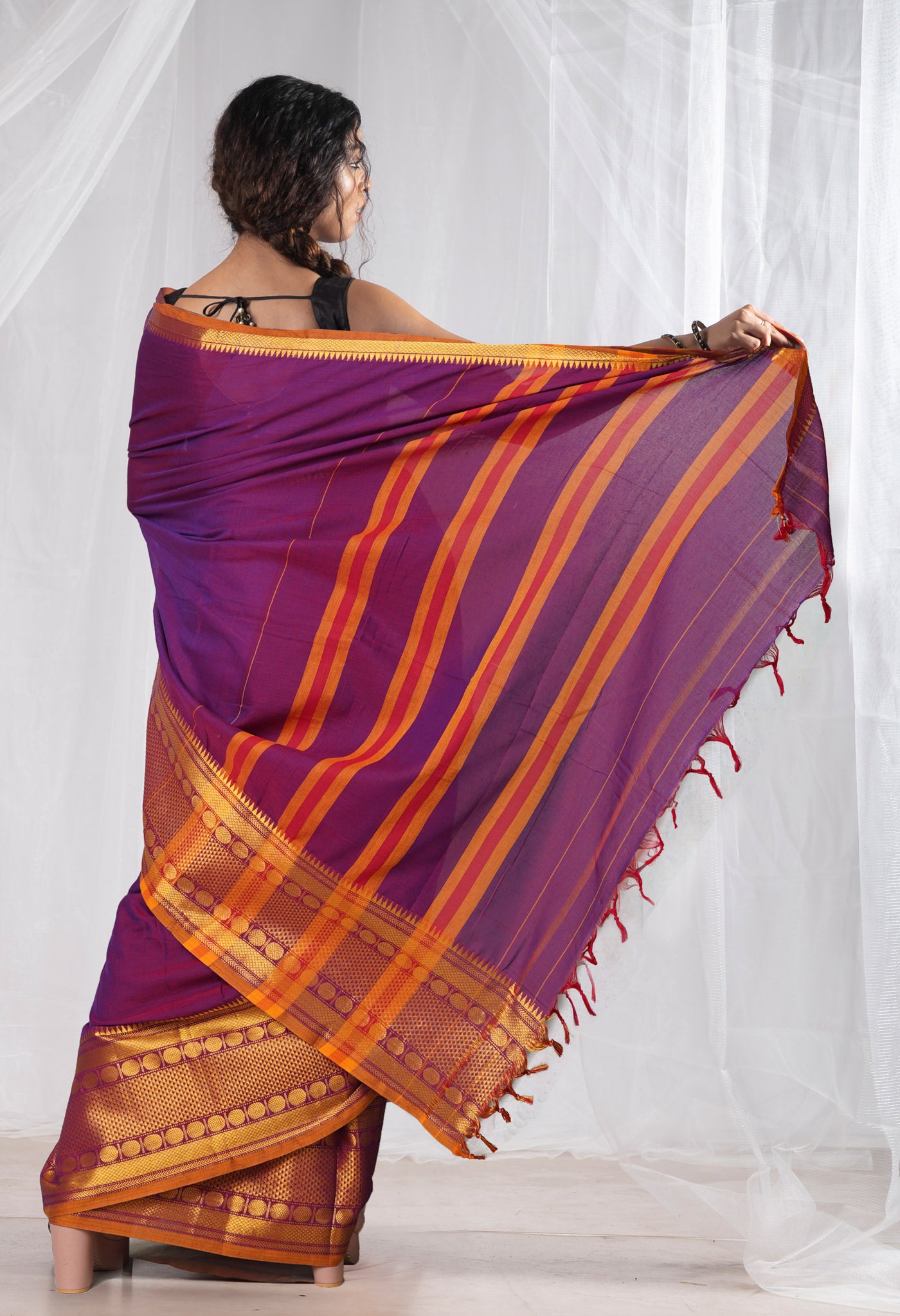 Purple Pure Handloom Narayani Cotton Saree-UNM78281