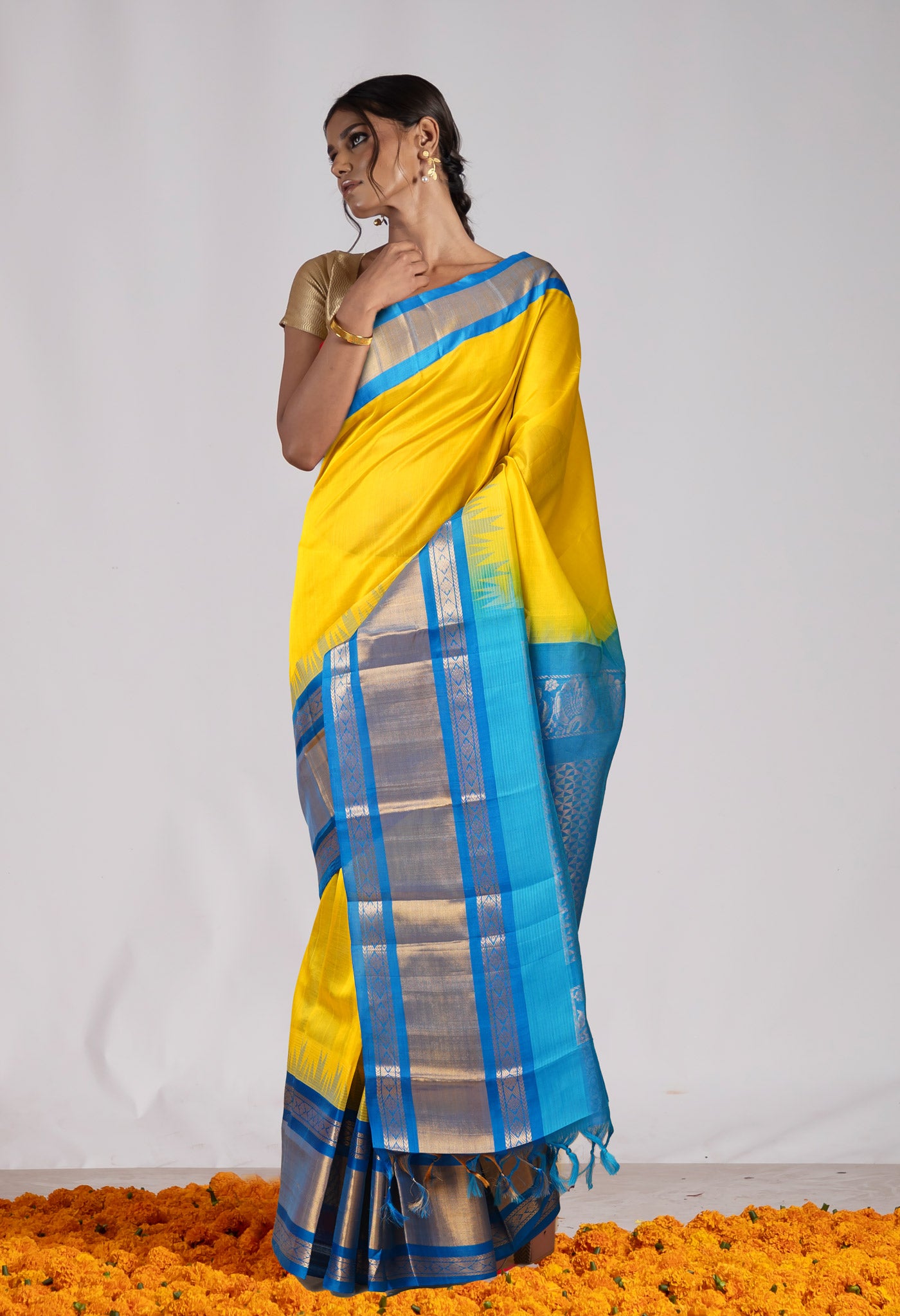 Yellow Pure Handloom Assam Silk Saree