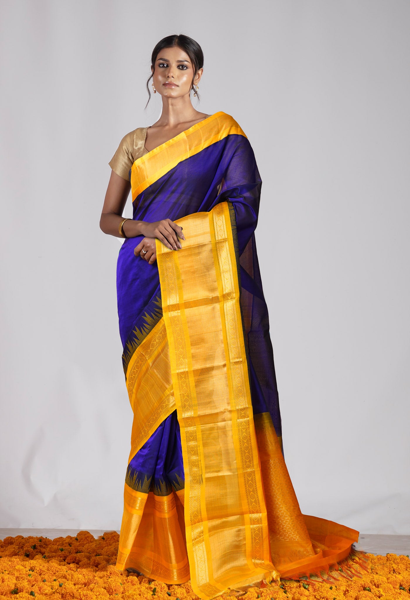 Dark Blue Pure Handloom Assam Silk Saree