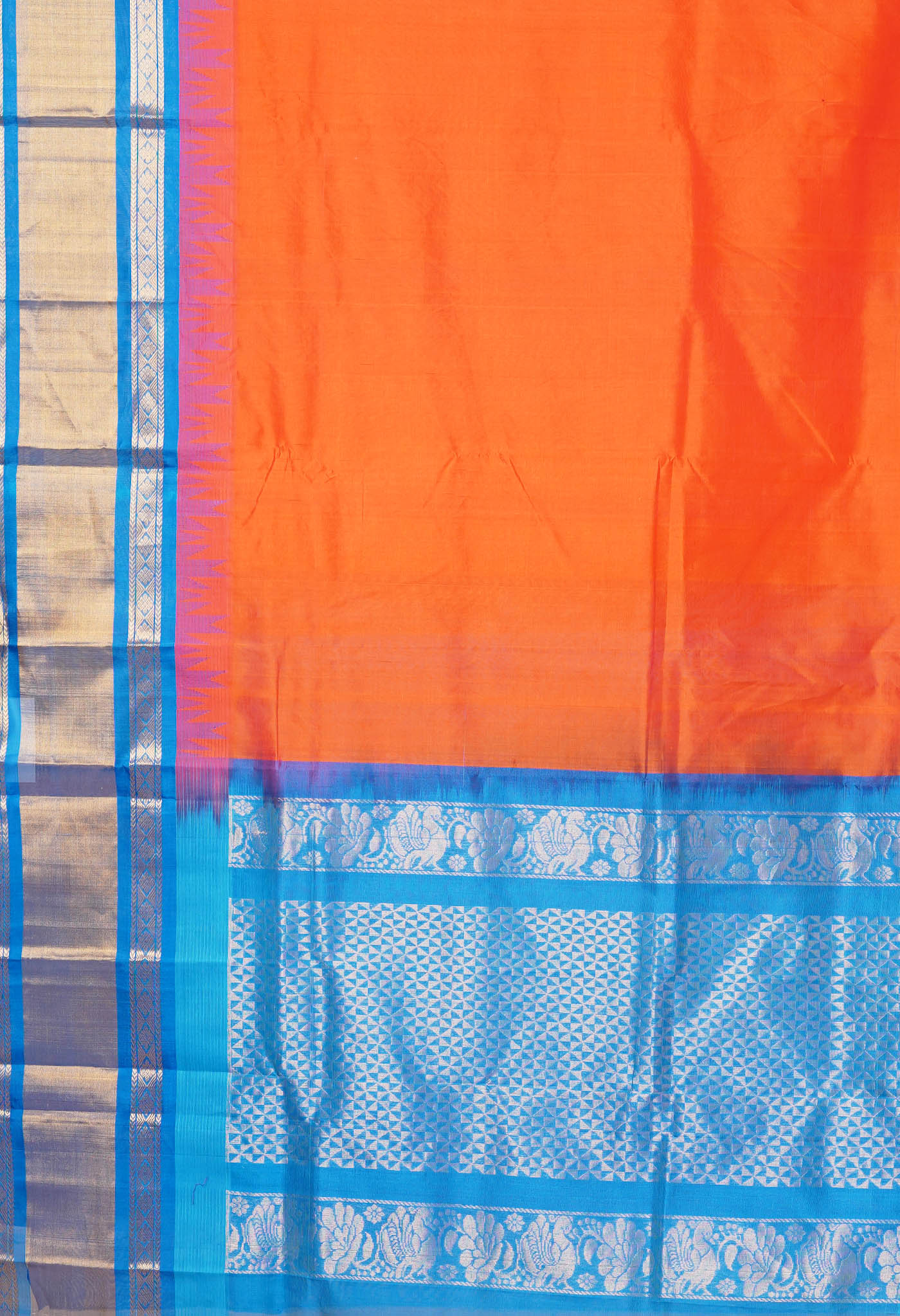 Orange Pure Handloom Assam Silk Saree