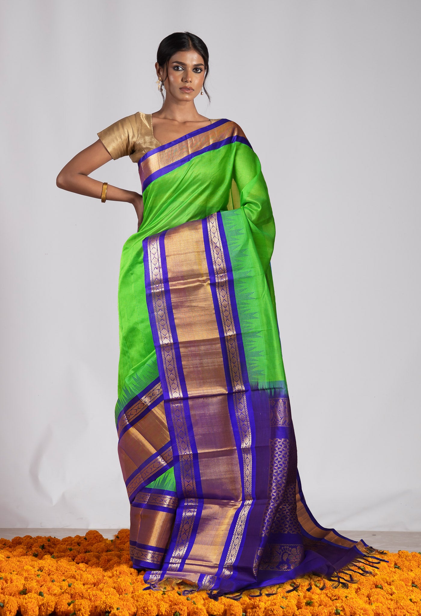 Green Pure Handloom Assam Silk Saree