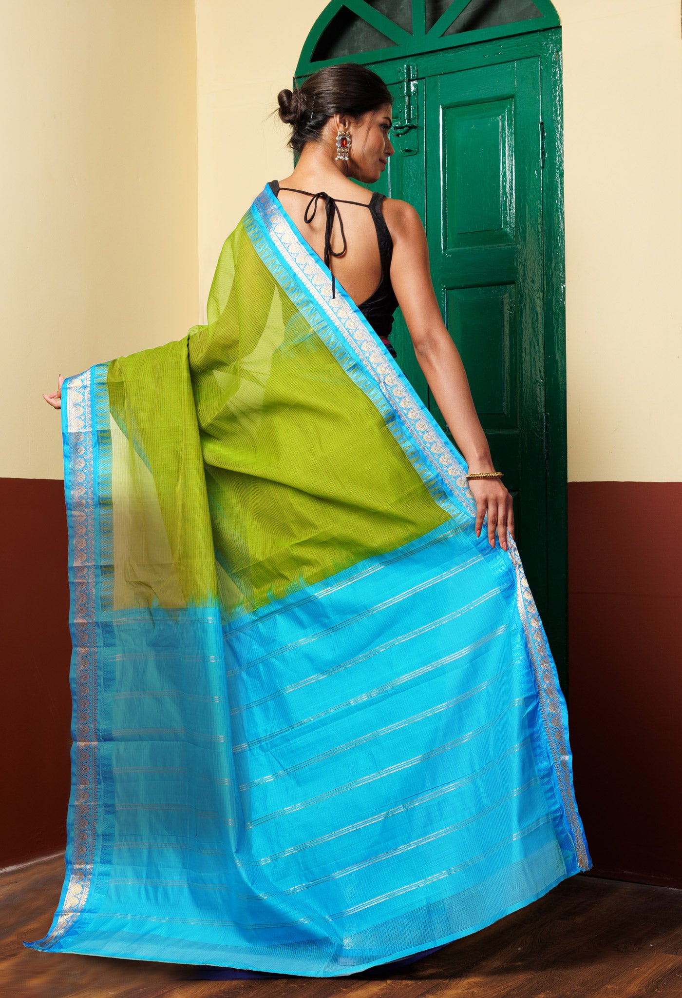 Green Pure Handloom Gadwal Cotton Saree