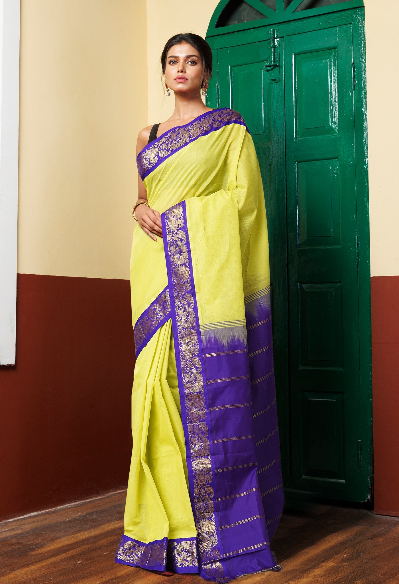 Green Pure Handloom Gadwal Cotton Saree