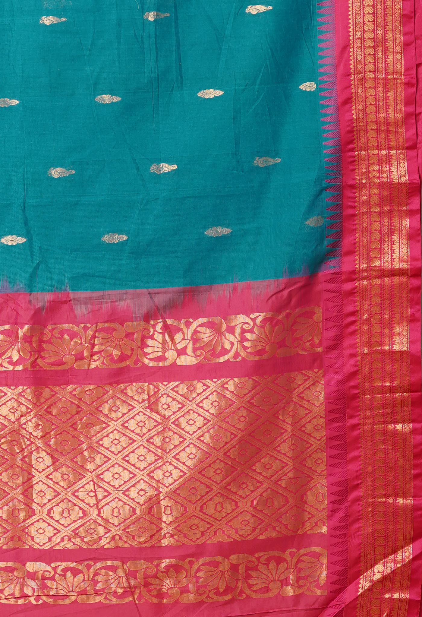 Green Pure Handloom Gadwal Cotton Saree