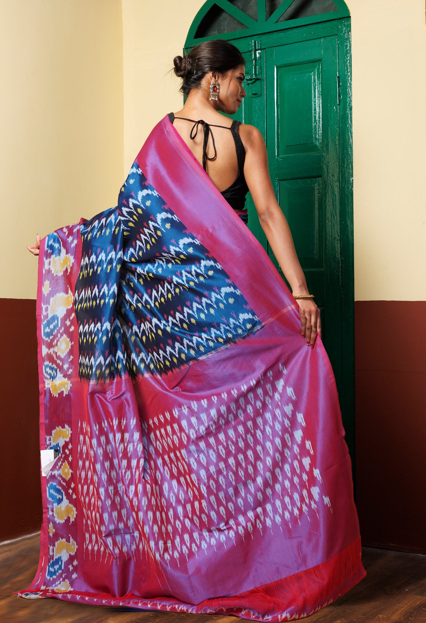 Peacock Green Pure Pochampally Mercerized Cotton Silk Saree