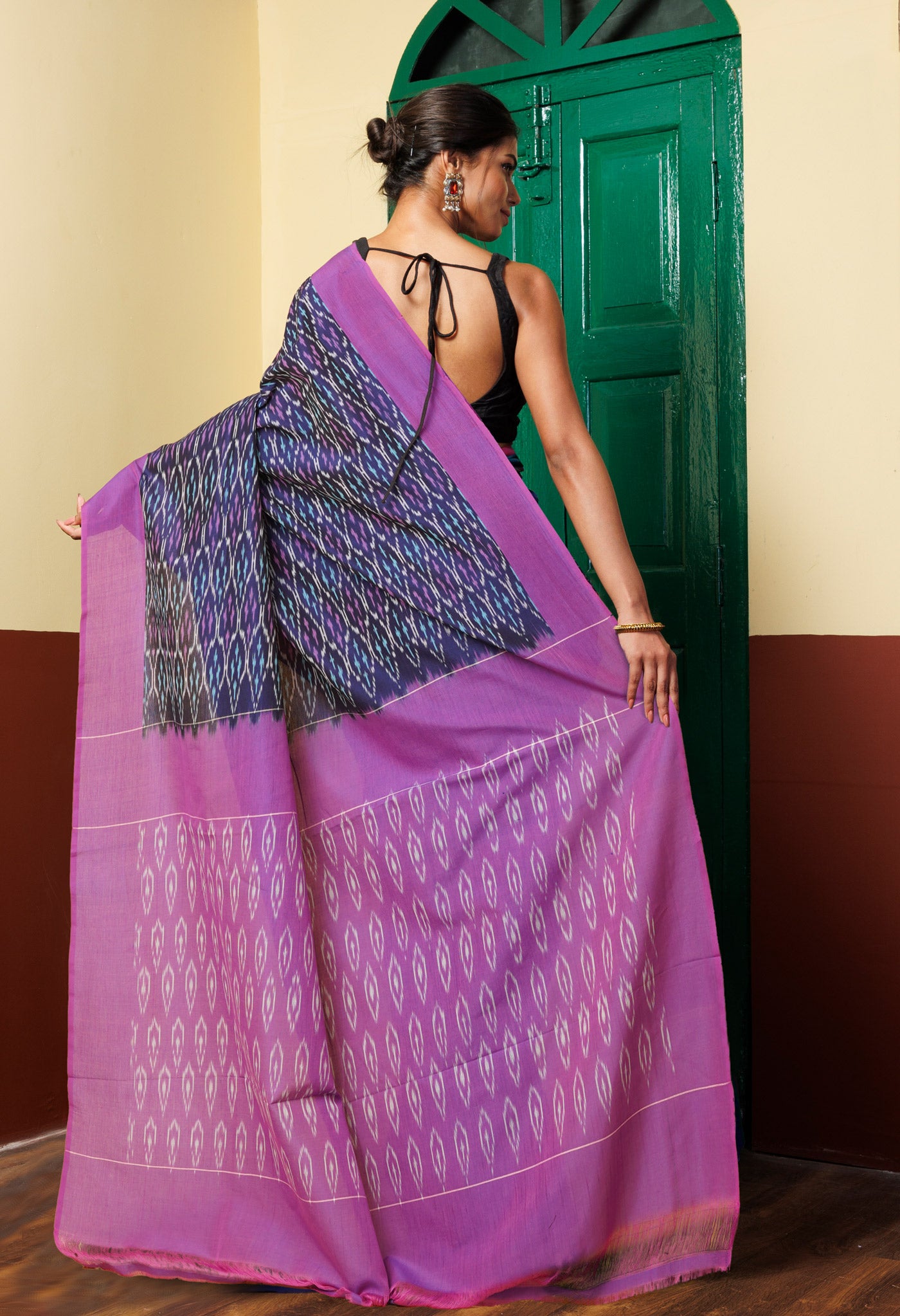 Blue Pure Pochampally Mercerized Cotton Silk Saree-UNM78845
