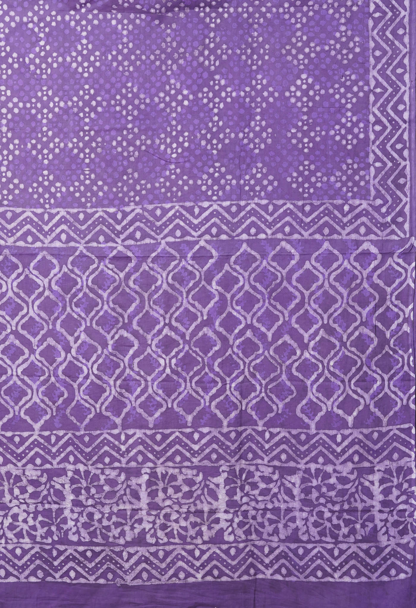 Violet Pure  Dabu Printed Mulmul Cotton Saree-UNM78959
