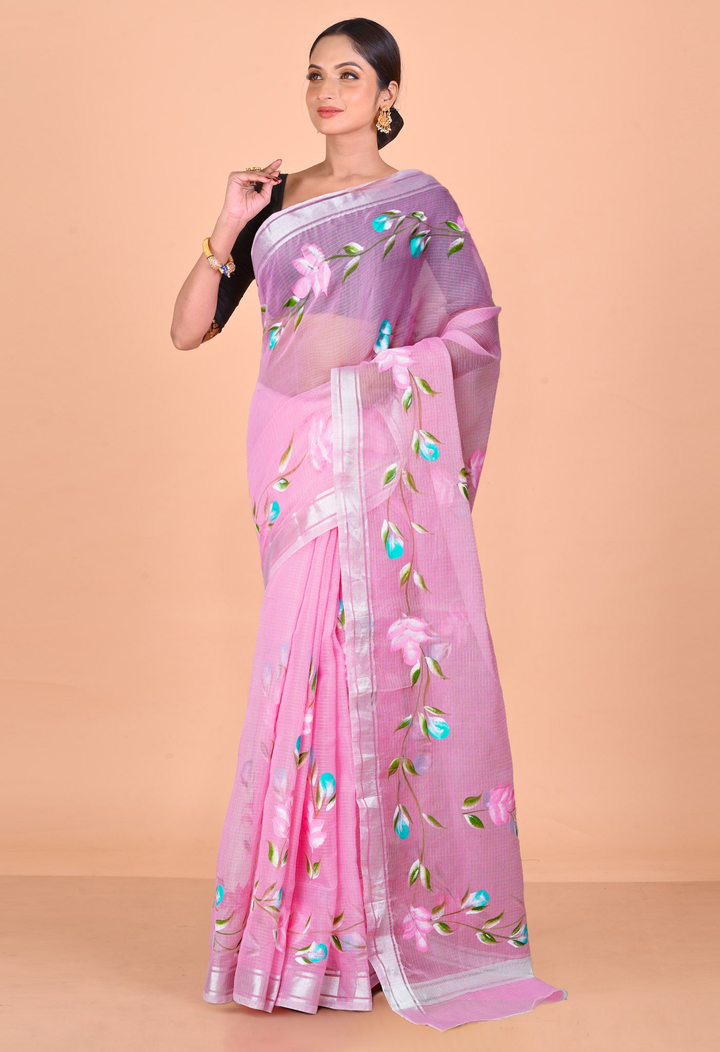 Pink Pure Hand Painted Kota Saree-UNM79392
