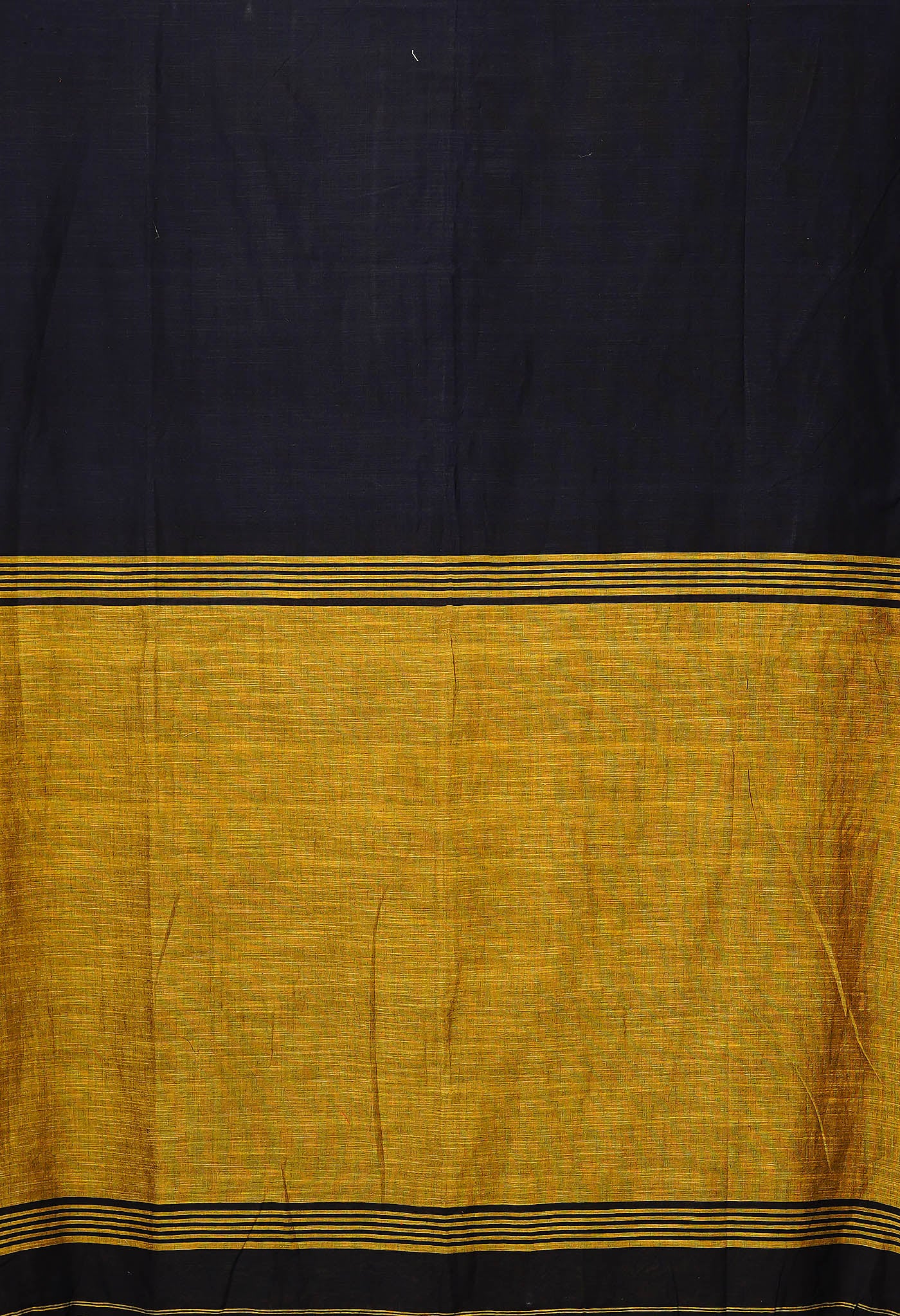 Black-Brown Pure Plain With Contrast Pallu Cotton Linen Saree-UNM80194