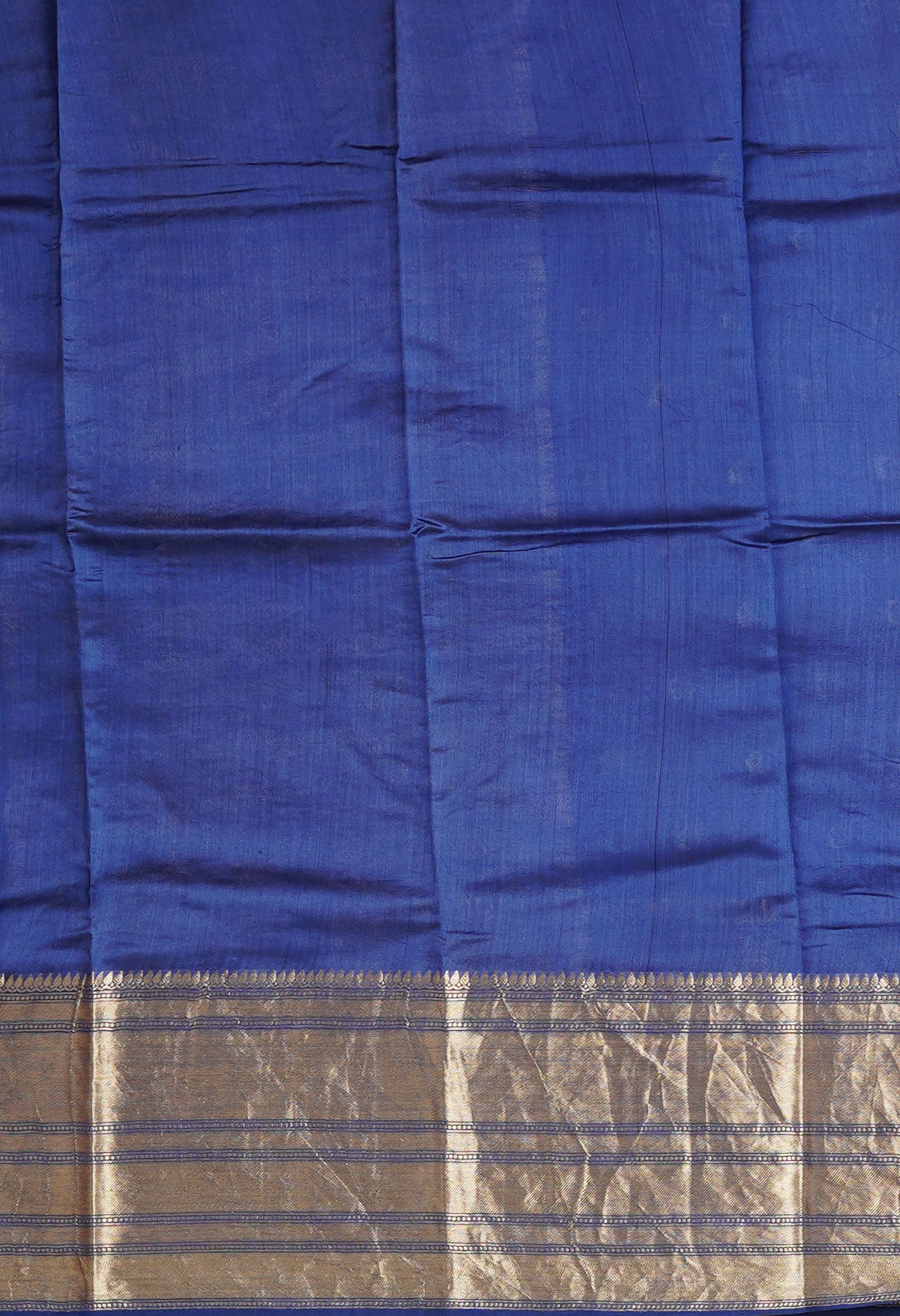 Yellow-Navy Blue Pure Dyed Banarasi Chiniya Silk Saree-UNM80270