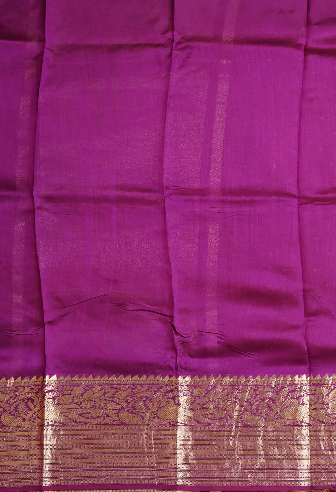 Yellow-Purple Pure Dyed Banarasi Organza Saree-UNM80272