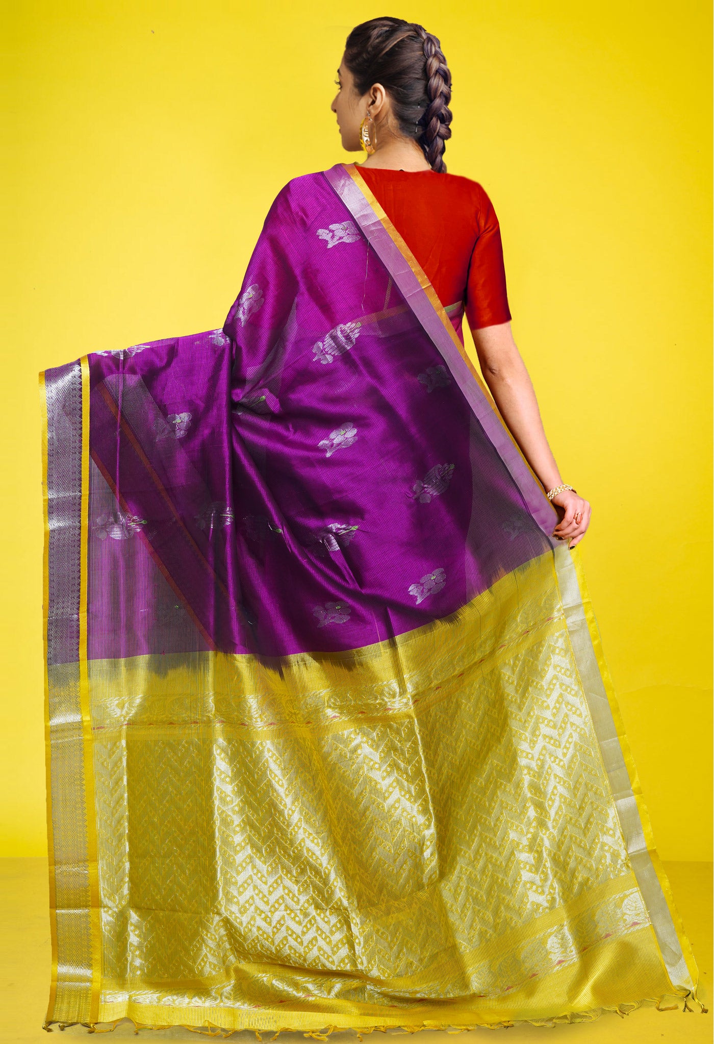 Purple Pure Handloom Assam Sico Saree-UNM80652