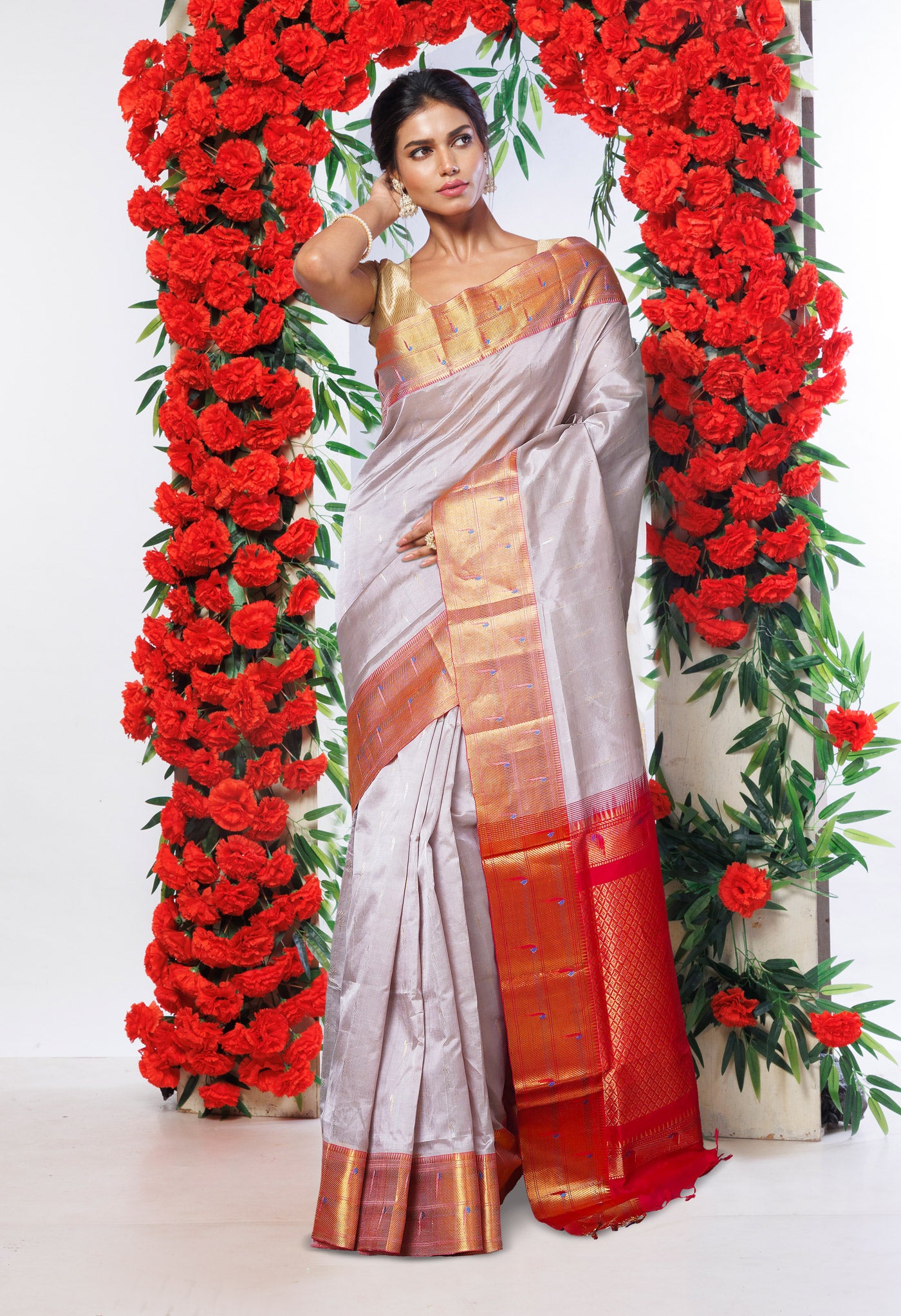 Beige Pure Assam Sico Saree-UNM80684