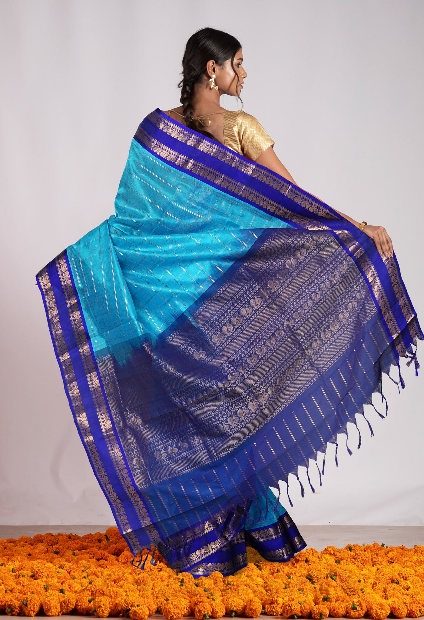 Blue Pure Assam Sico Saree-UNM80689