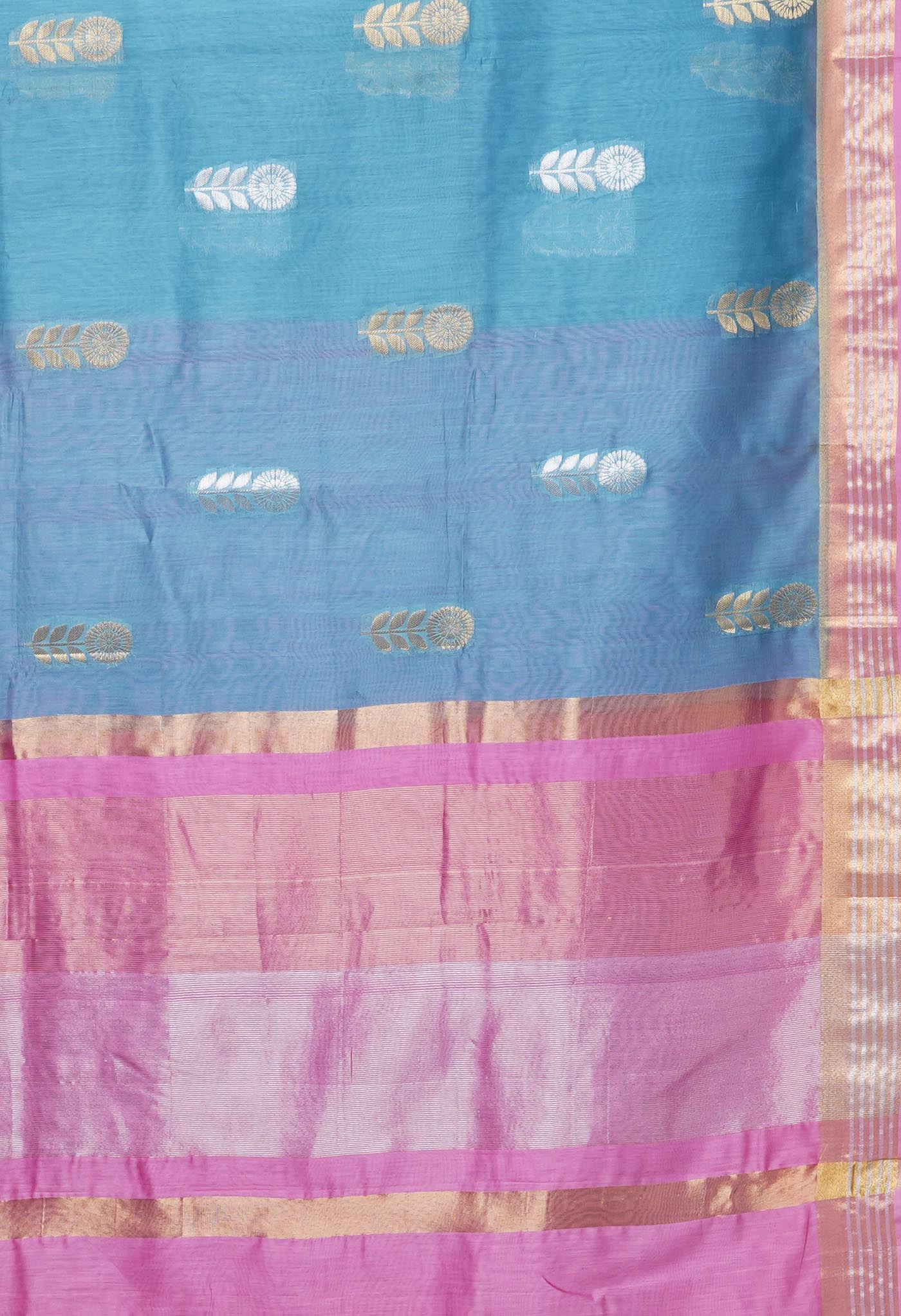 Blue Pure Handloom Chanderi Uppada Sico Saree-UNM80836