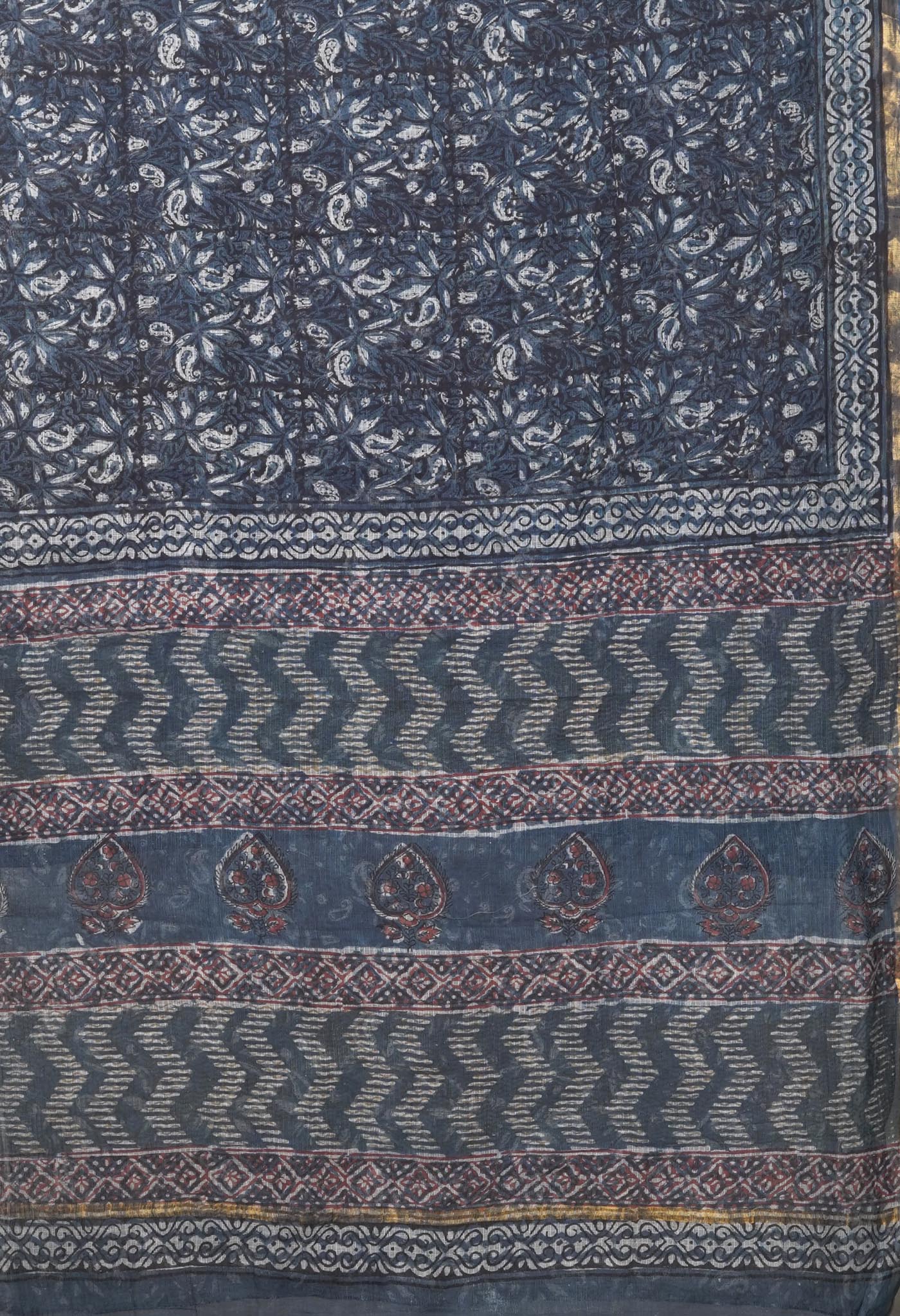 Multi Pure Discharge Bagru Printed Kota Saree-UNM81786