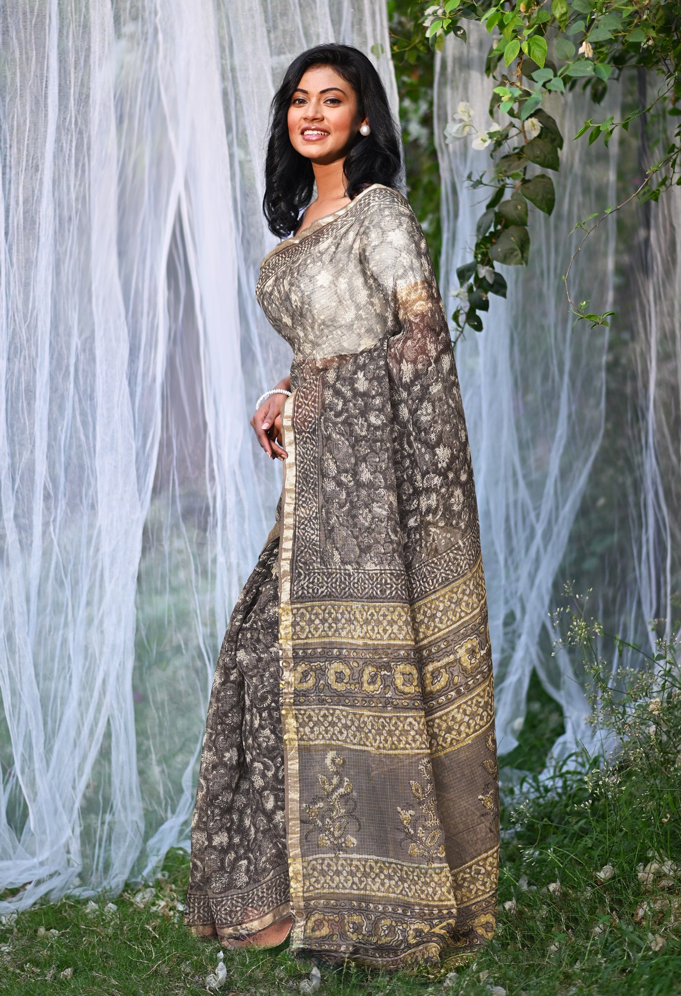 Multi Pure Discharge Bagru Printed Kota Saree-UNM81788