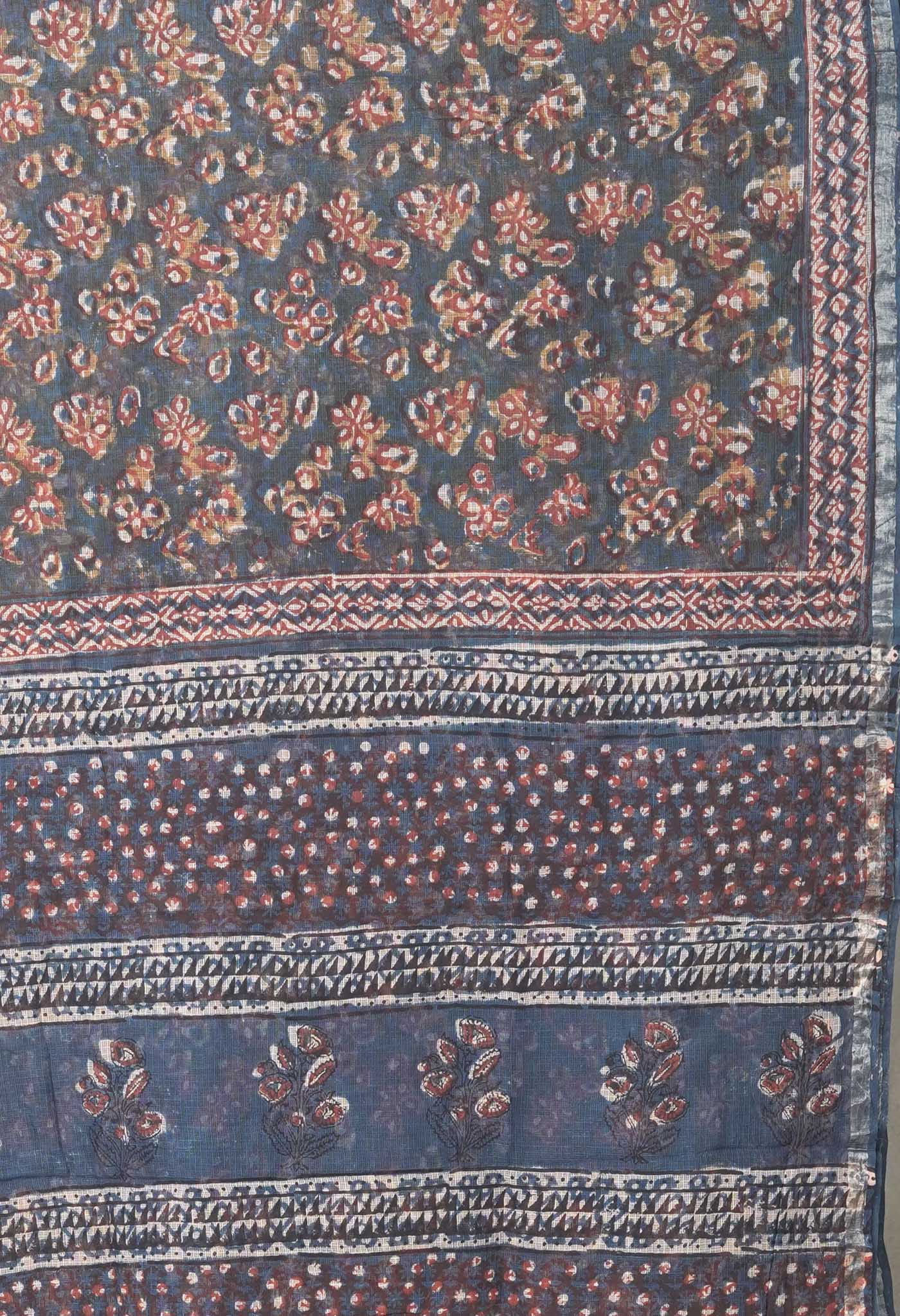 Multi Pure Discharge Bagru Printed Kota Saree-UNM81795