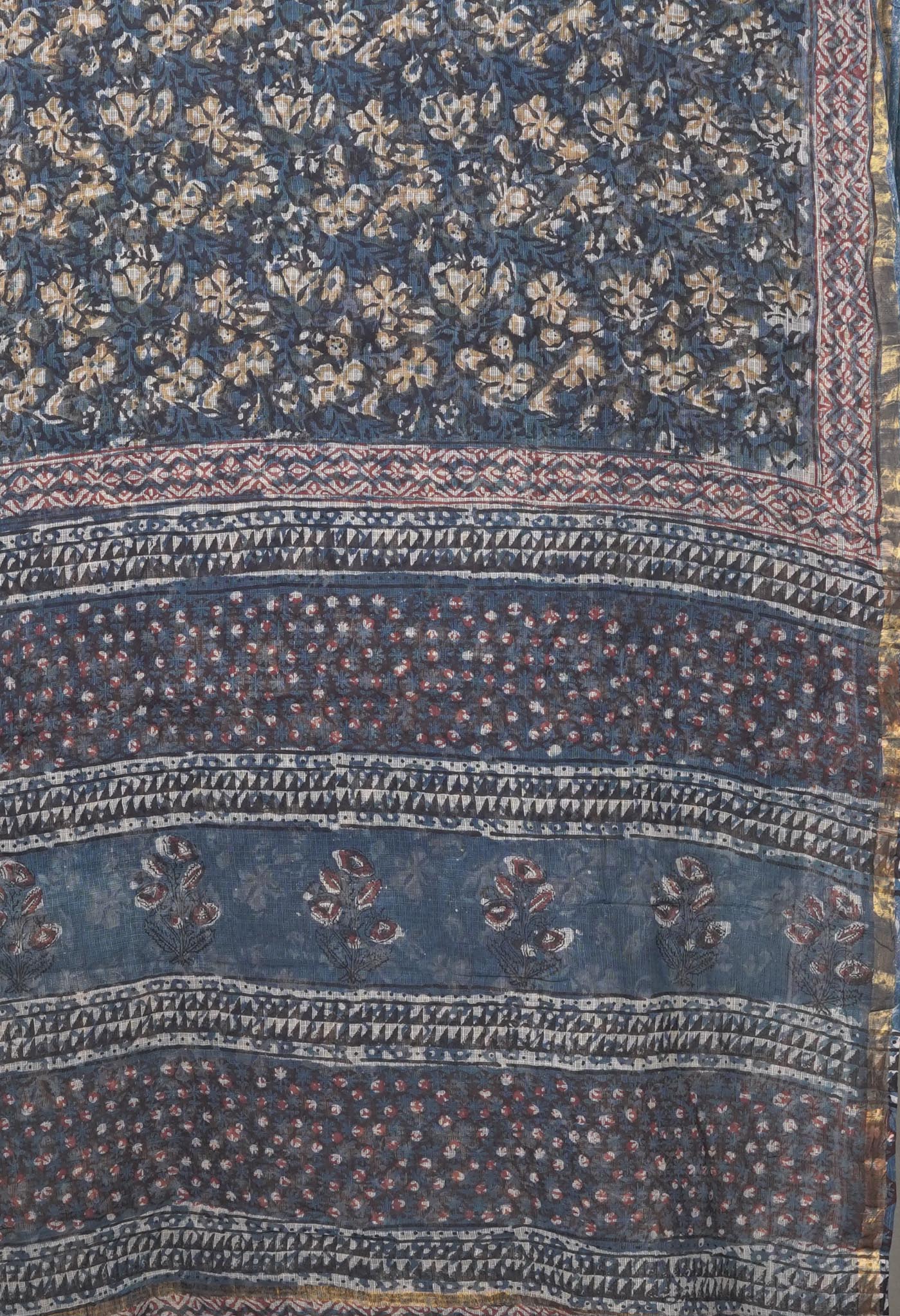 Multi Pure Discharge Bagru Printed Kota Saree-UNM81796