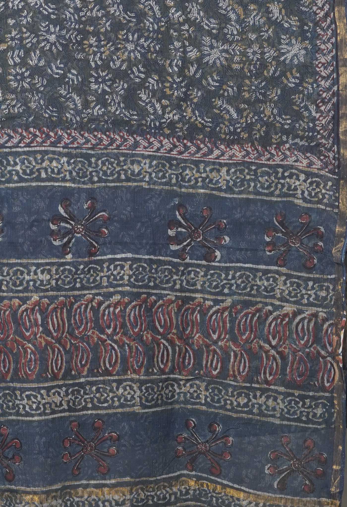 Multi Pure Discharge Bagru Printed Kota Saree-UNM81798