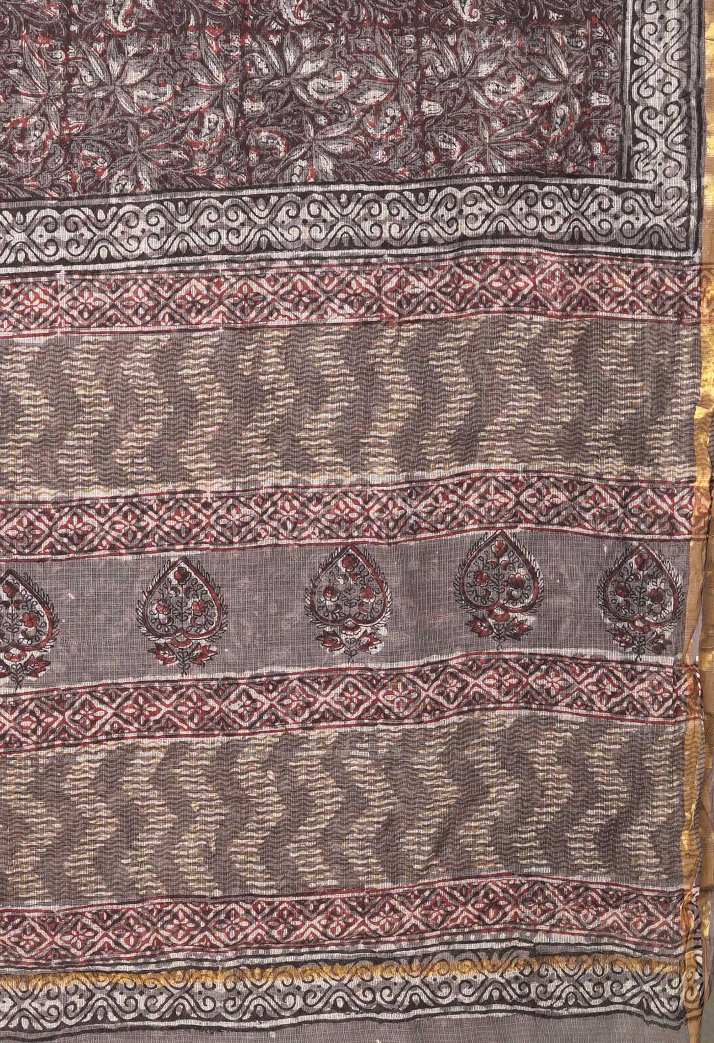 Multi Pure Discharge Bagru Printed Kota Saree-UNM81801