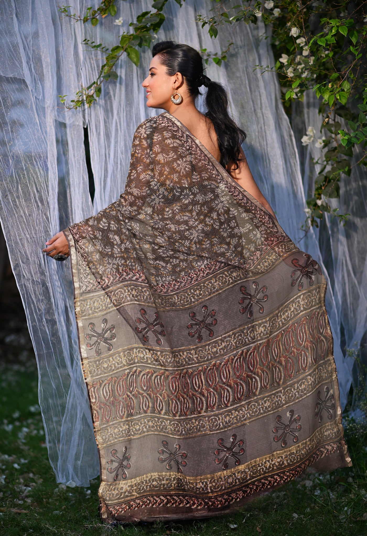 Multi Pure Discharge Bagru Printed Kota Saree-UNM81804