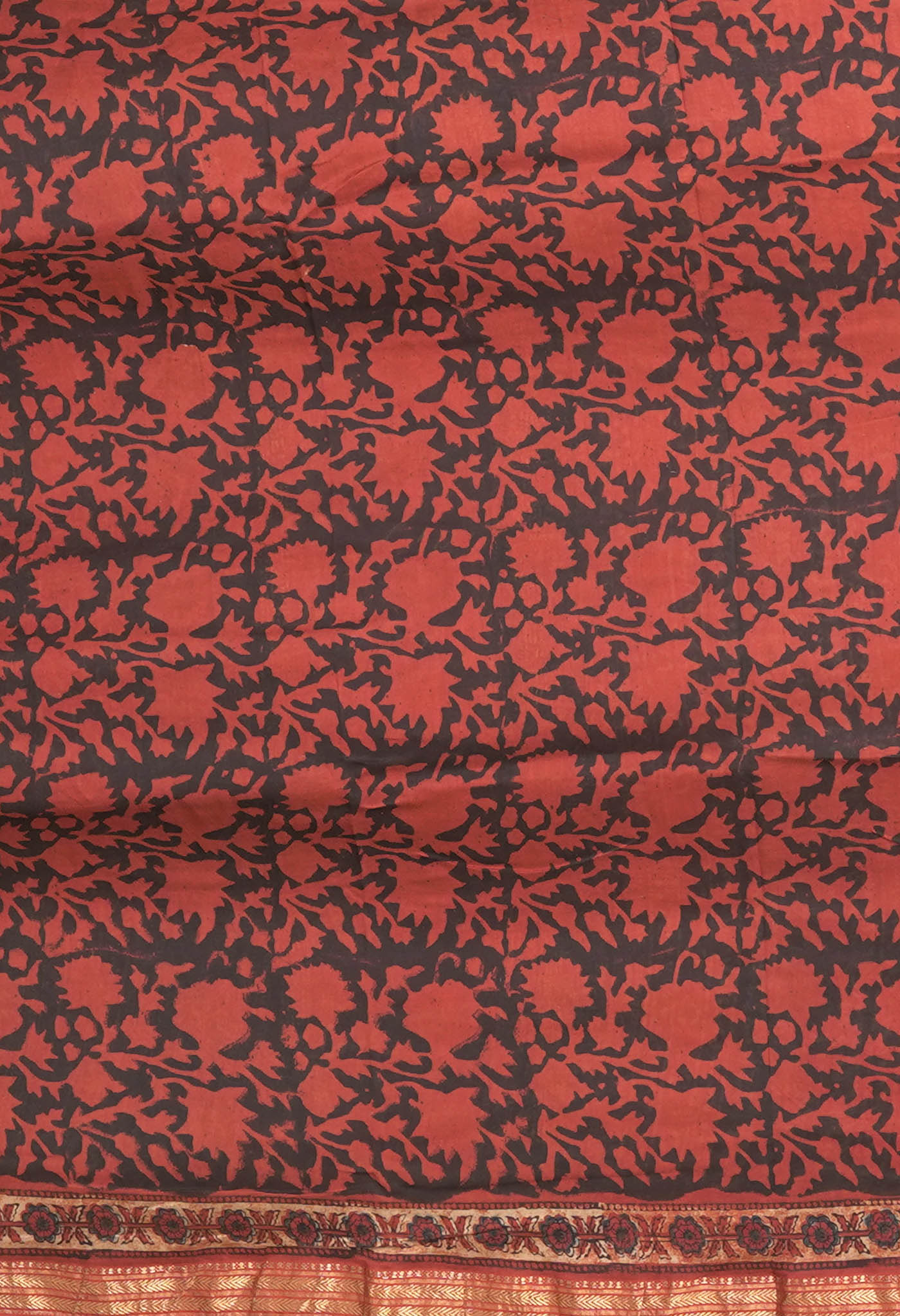 Red Pure Ajrakh Printed Maheshwari Soft Silk Saree-UNM81892