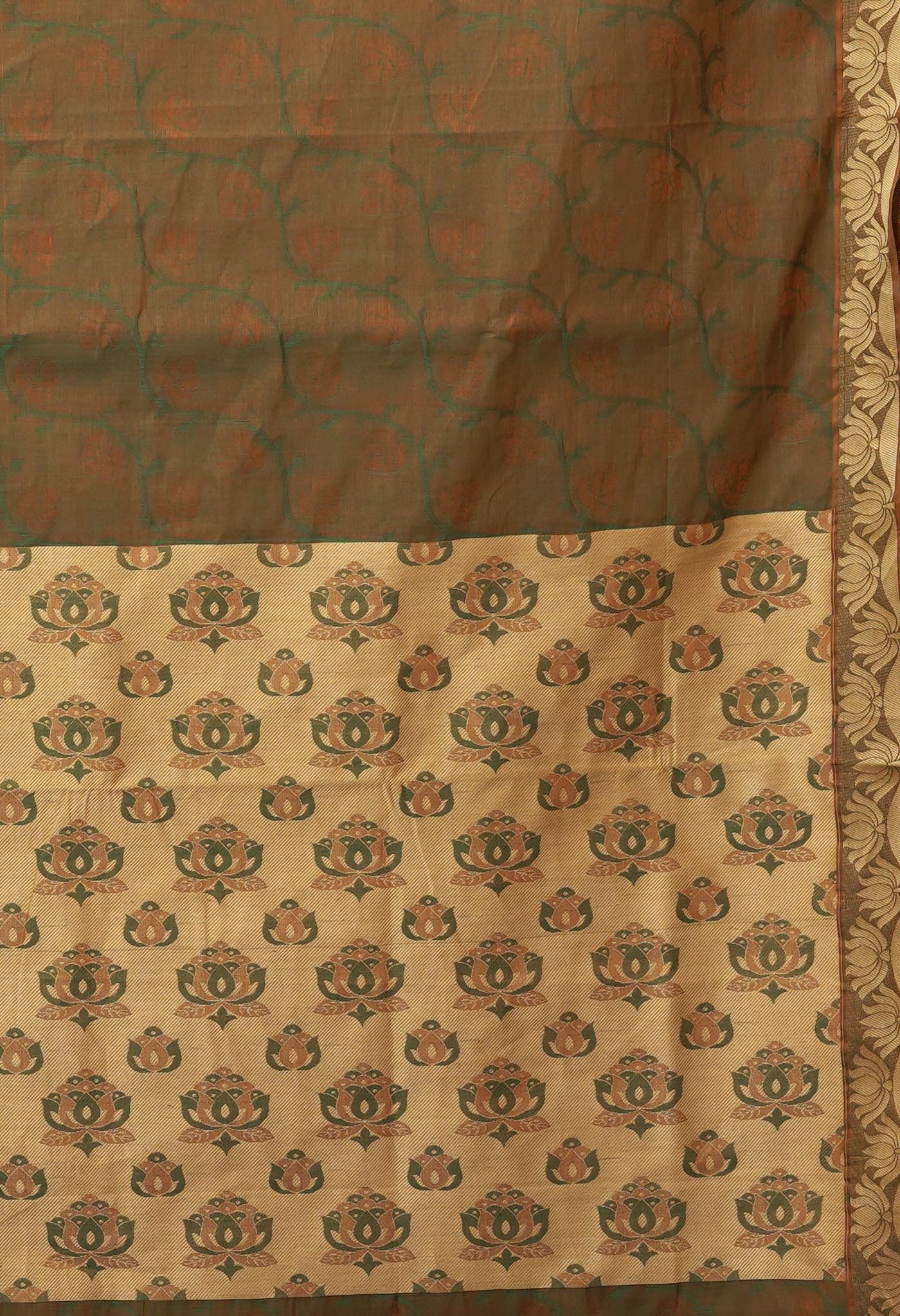 Green Pure Pavani Handcrafted Jacquard Chettinad Cotton Saree-UNM82154