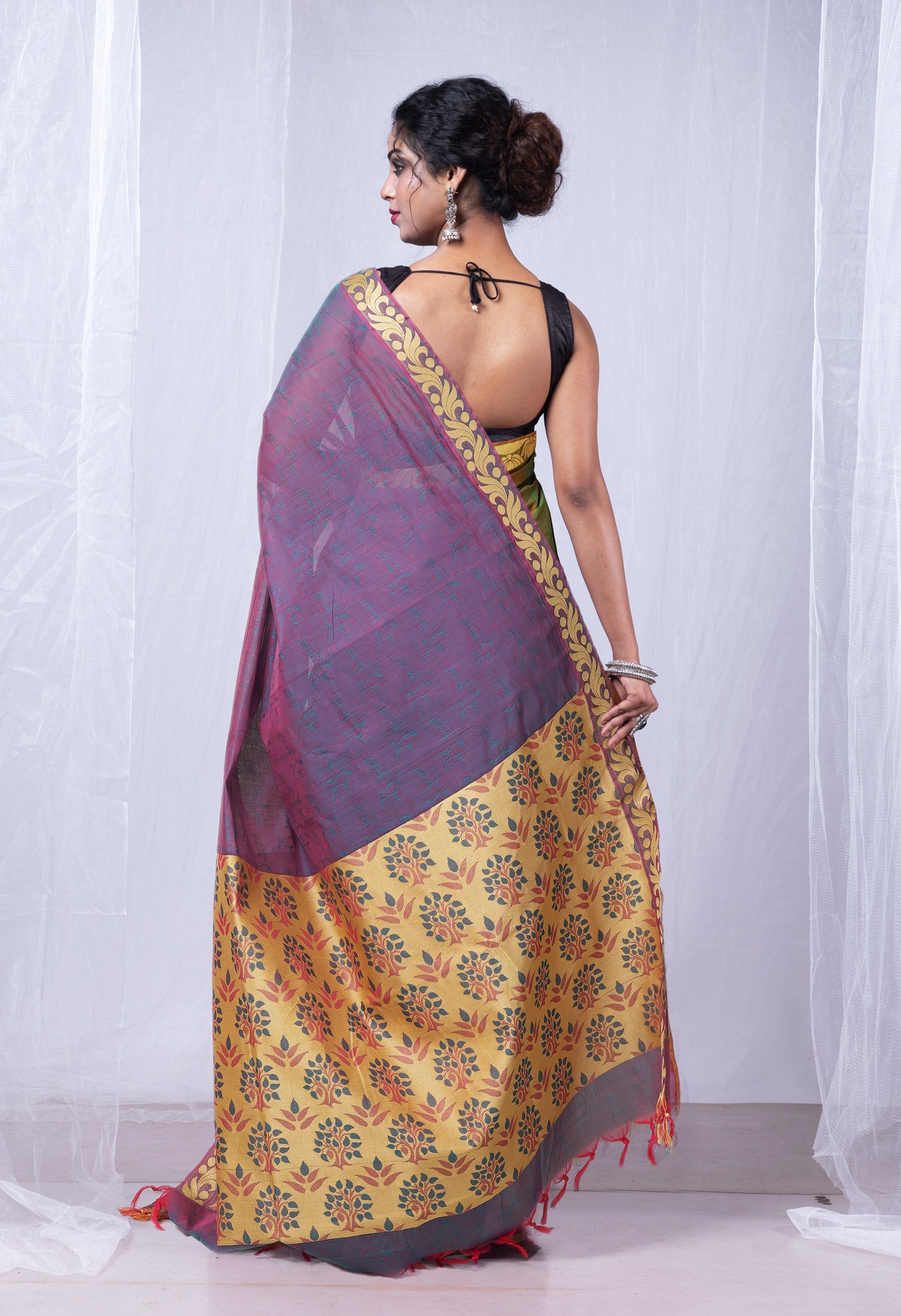 Blue Pure Pavani Handcrafted Jacquard Chettinad Cotton Saree-UNM82156