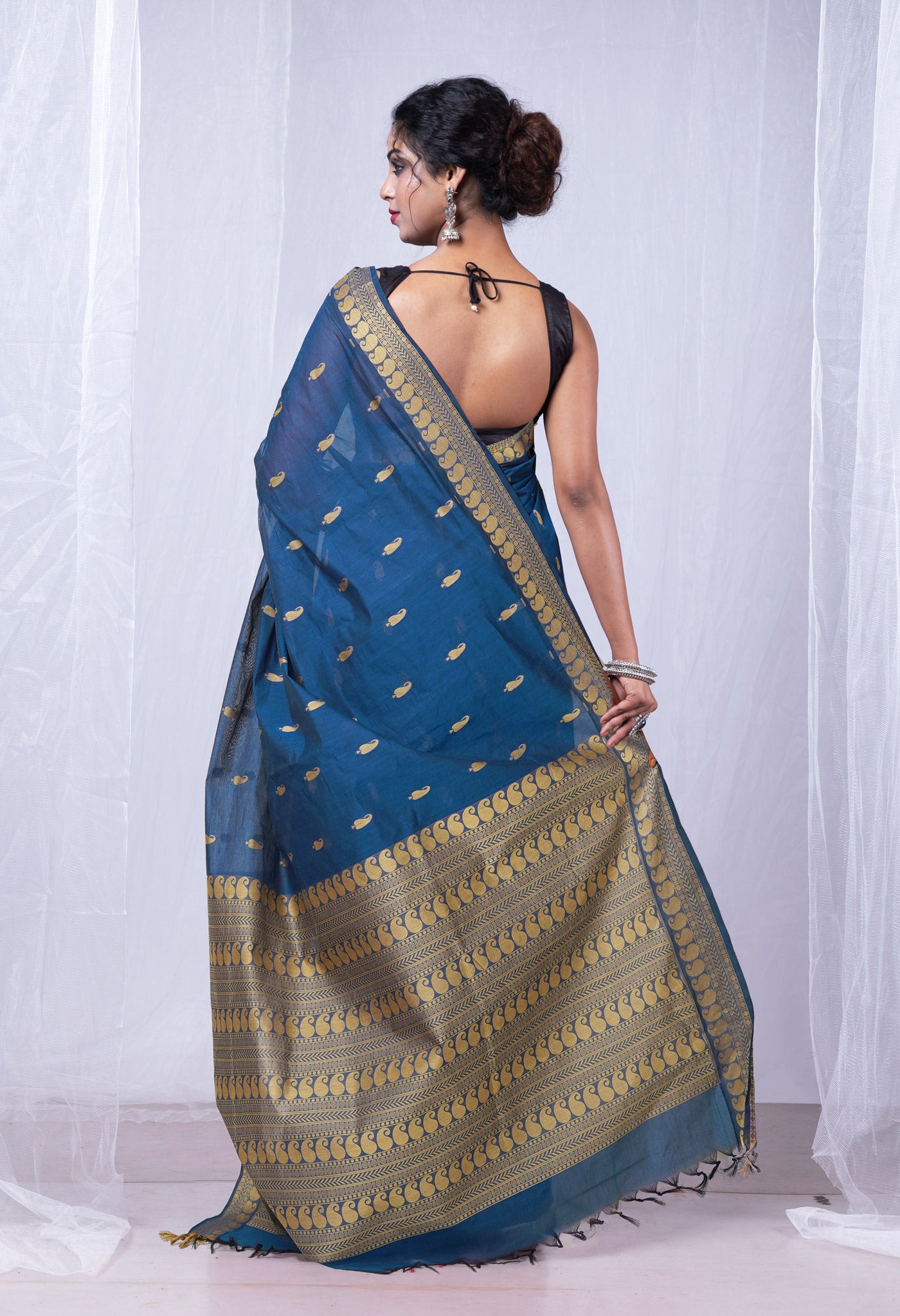 Blue Pure Pavani Handcrafted Chettinad Cotton Saree-UNM82161