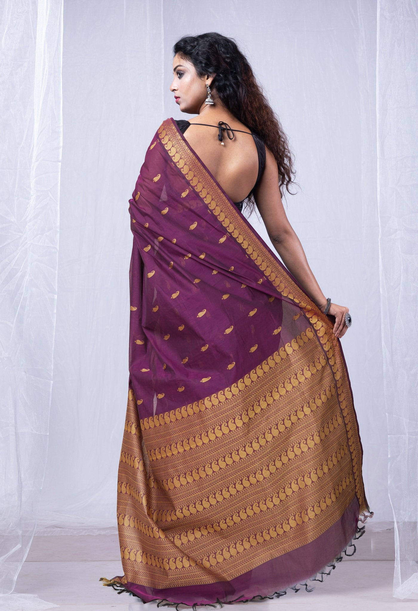 Purple Pure Pavani Handcrafted Chettinad Cotton Saree-UNM82166