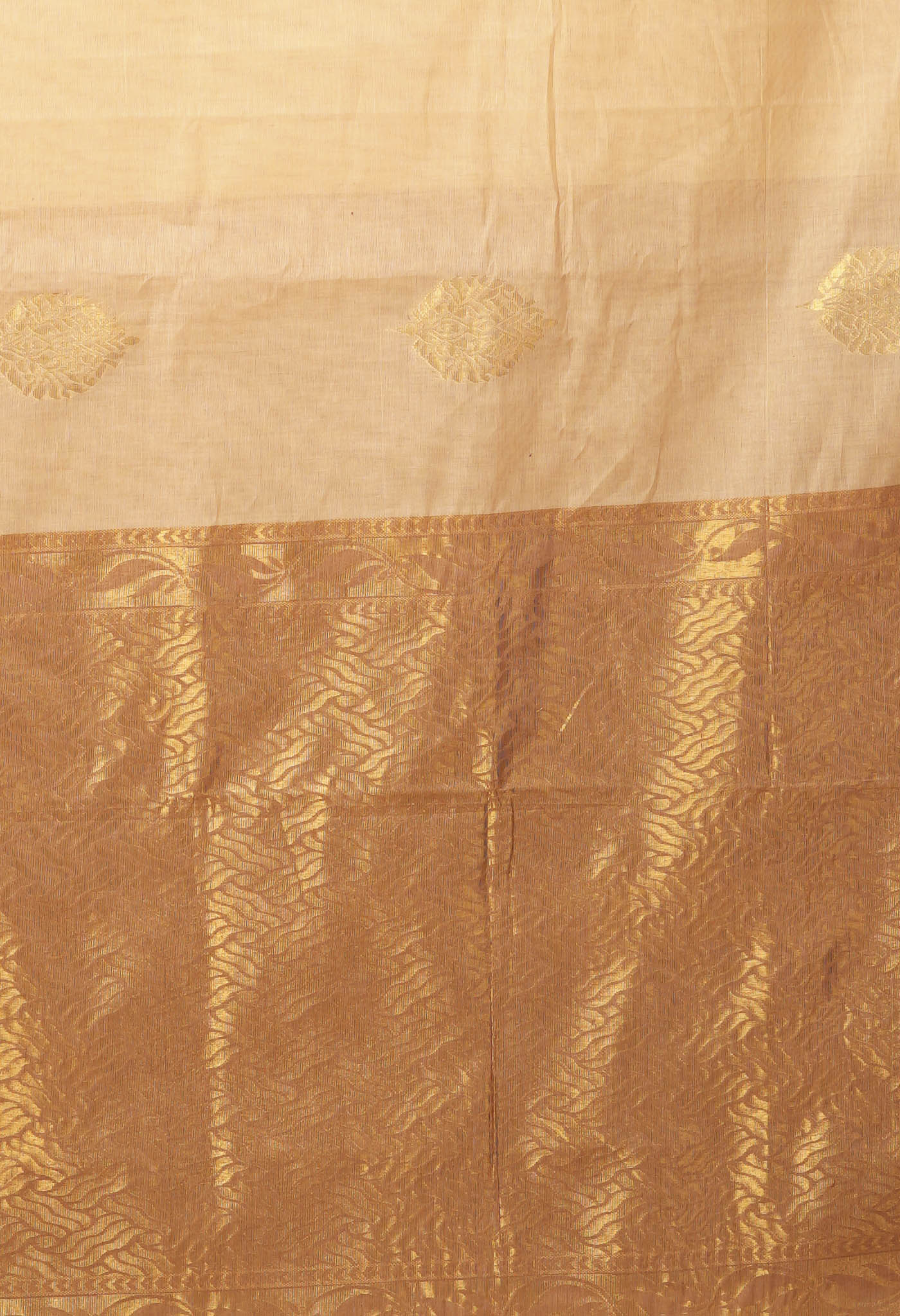 Cream Pure Pavani Handcrafted Chettinad Cotton Saree-UNM82173