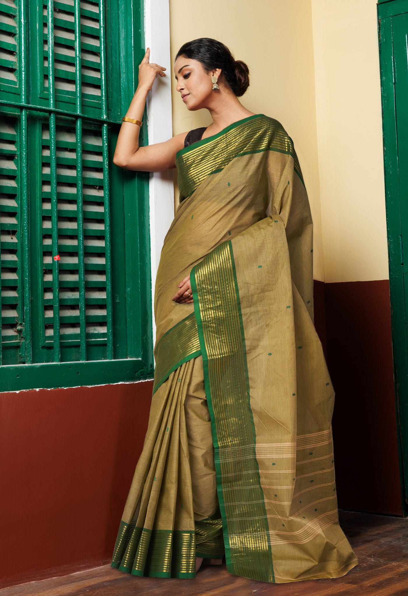 Pale Green Pure Pavani Handcrafted Kanchi Cotton Saree-UNM82213