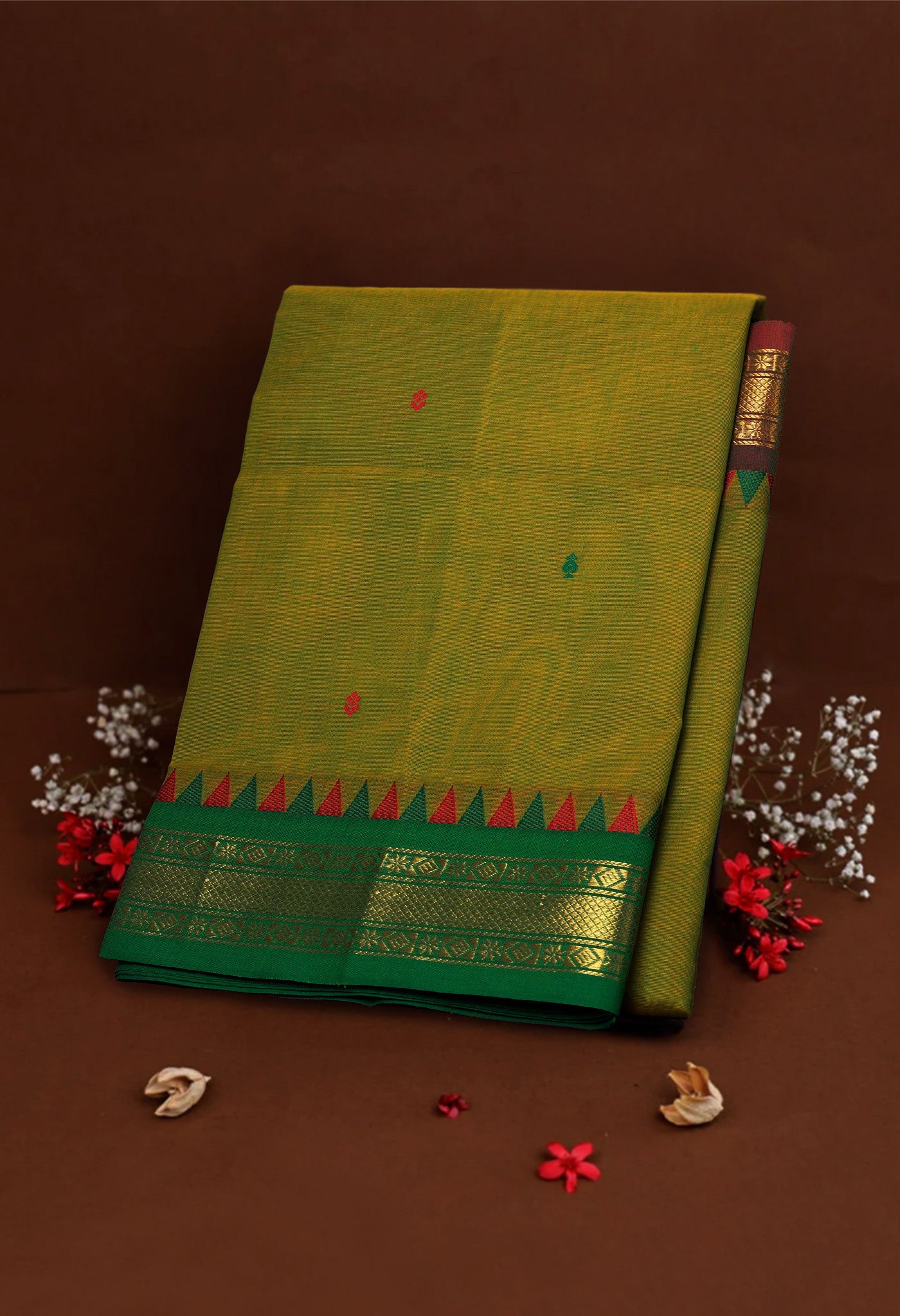 Mehendi Green Pure Pavani Handcrafted Kanchi Cotton Saree-UNM82218