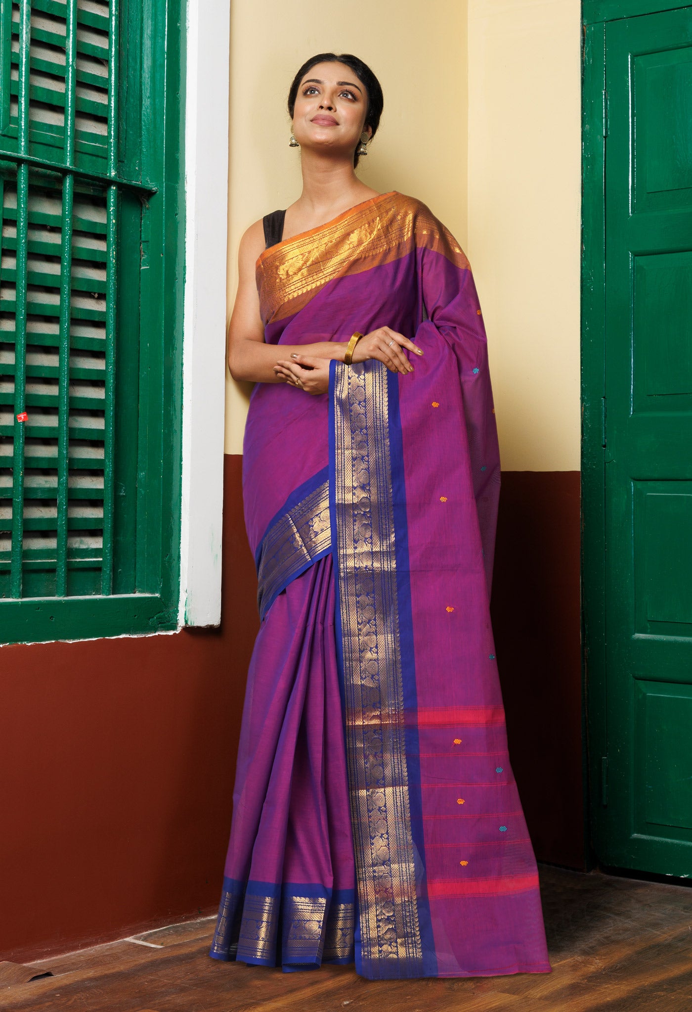 Purple Pure Pavani Handcrafted Kanchi Cotton Saree-UNM82221
