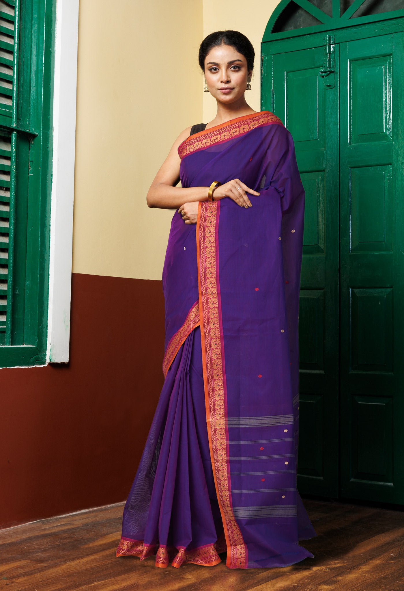 Purple Pure Pavani Handcrafted Kanchi Cotton Saree-UNM82242