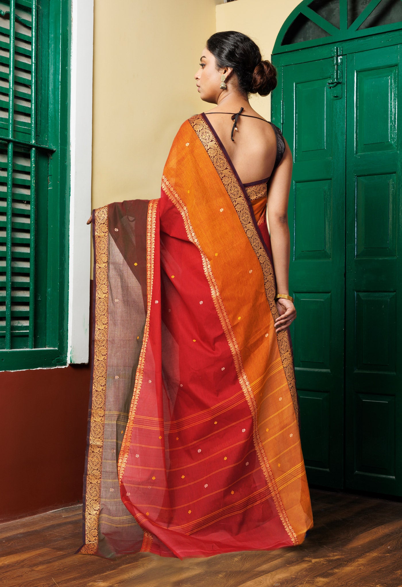 Red Pure Pavani Handcrafted Kanchi Cotton Saree-UNM82244
