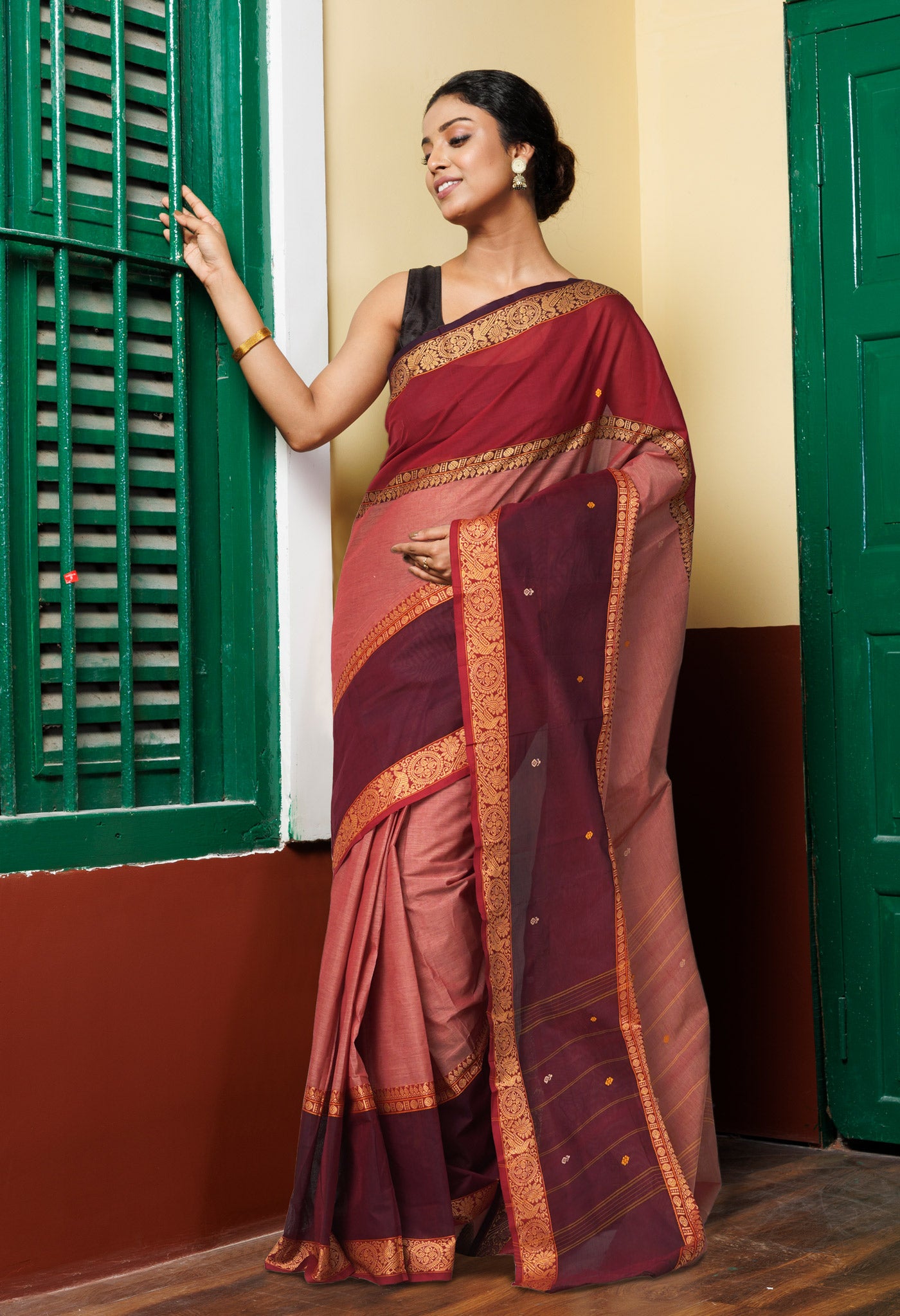Blush Pink Pure Pavani Handcrafted Kanchi Cotton Saree-UNM82250