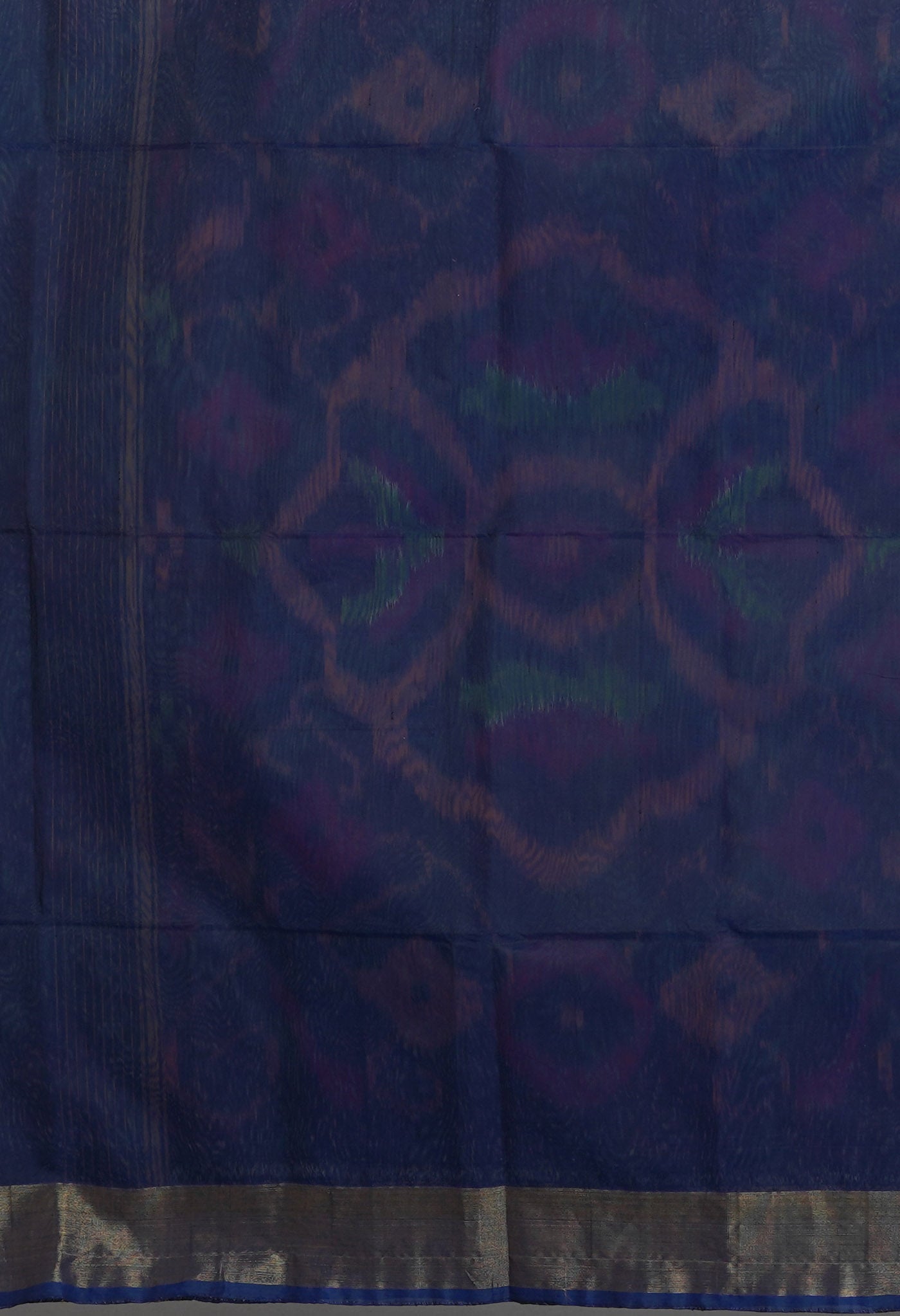 Turquoise Blue-Dark Blue Pure Pochampally Cotton Silk Saree-UNM82282
