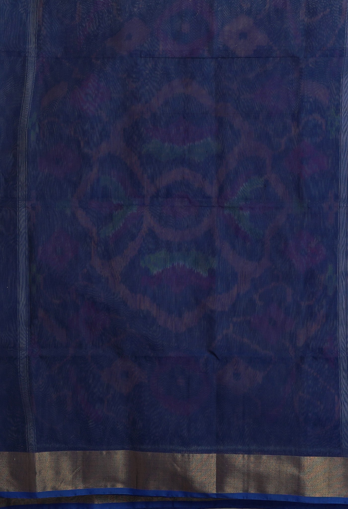 Blue-Dark Blue Pure Pochampally Cotton Silk Saree-UNM82285