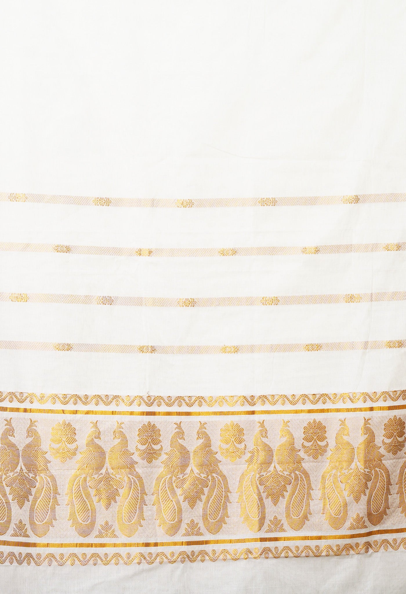 Ivory Pure Kerala Kasavu Cotton Saree-UNM82365