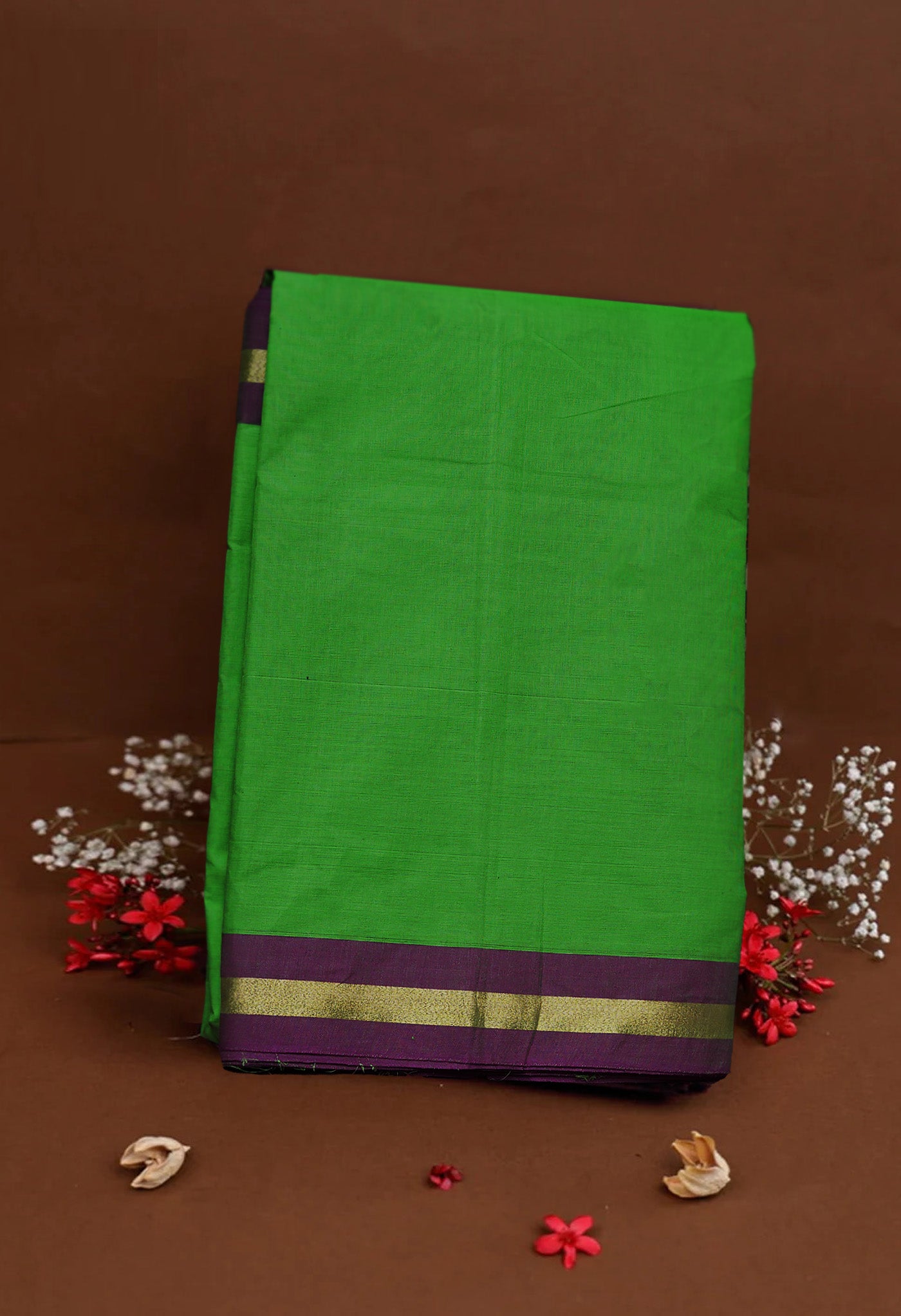 Parrot Green Pure Pavani Handcrafted Kanchi Cotton Saree-UNM82386
