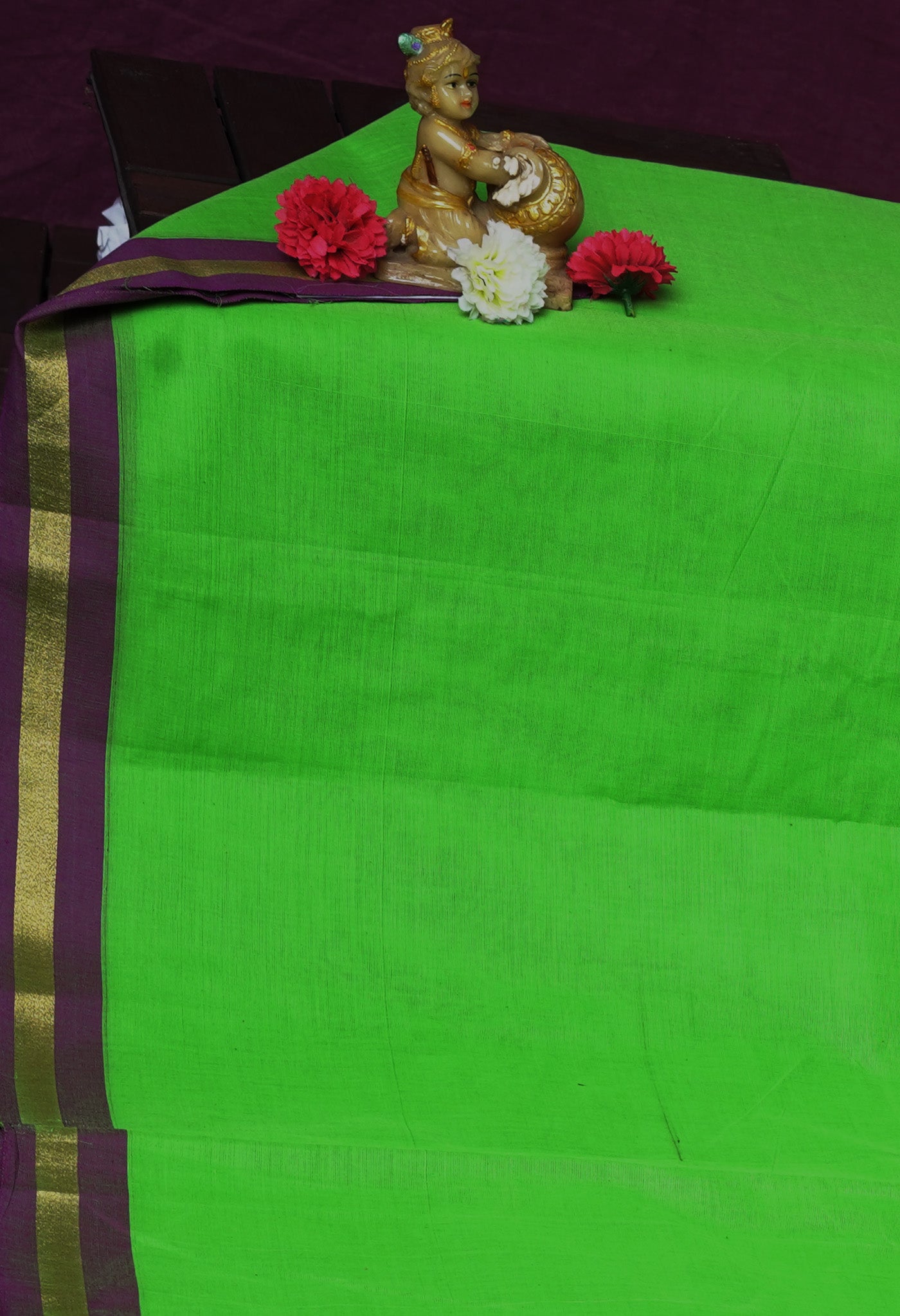 Parrot Green Pure Pavani Handcrafted Kanchi Cotton Saree-UNM82386