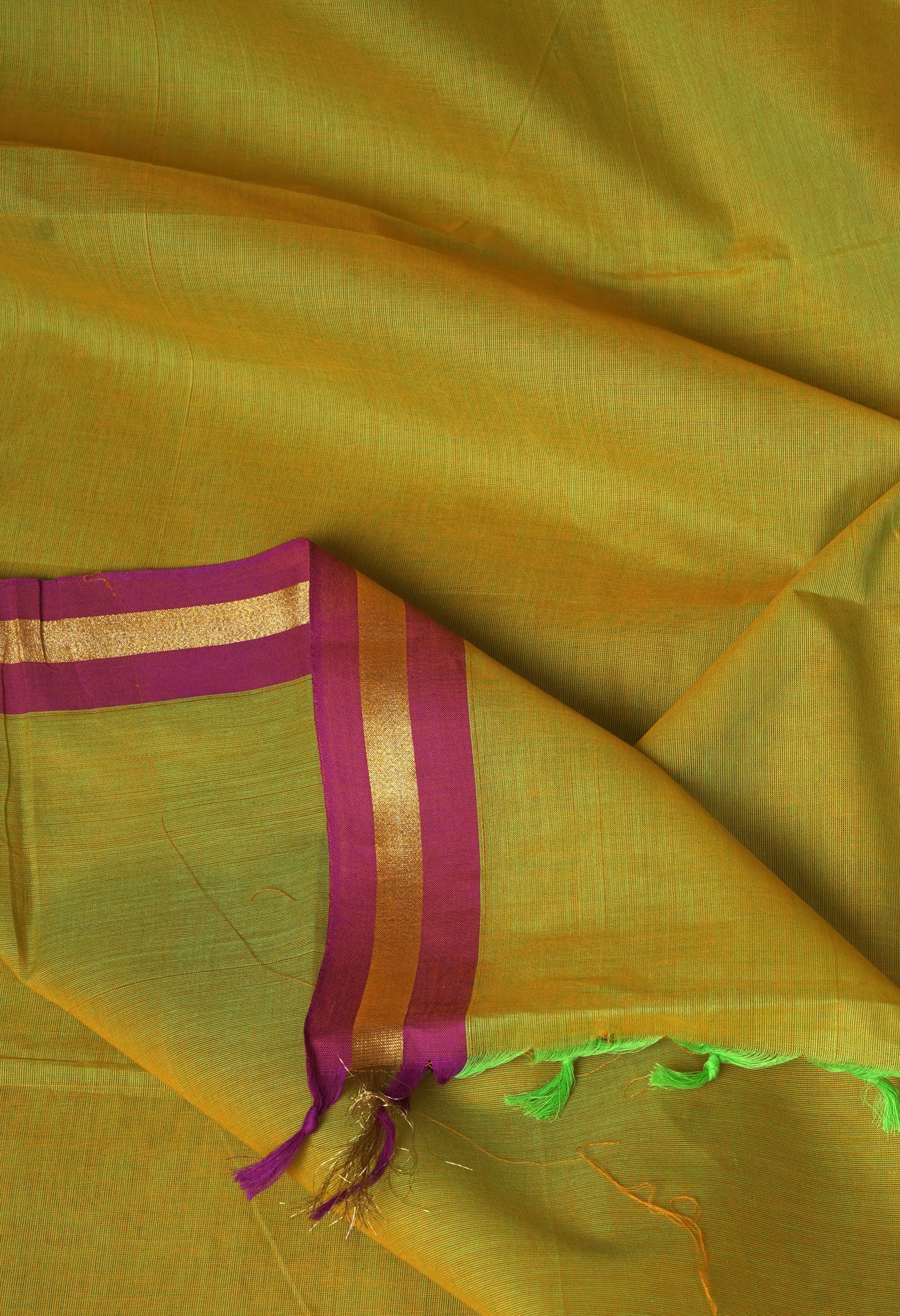 Mehindhi Green Pure Pavani Handcrafted Kanchi Cotton Saree-UNM82387